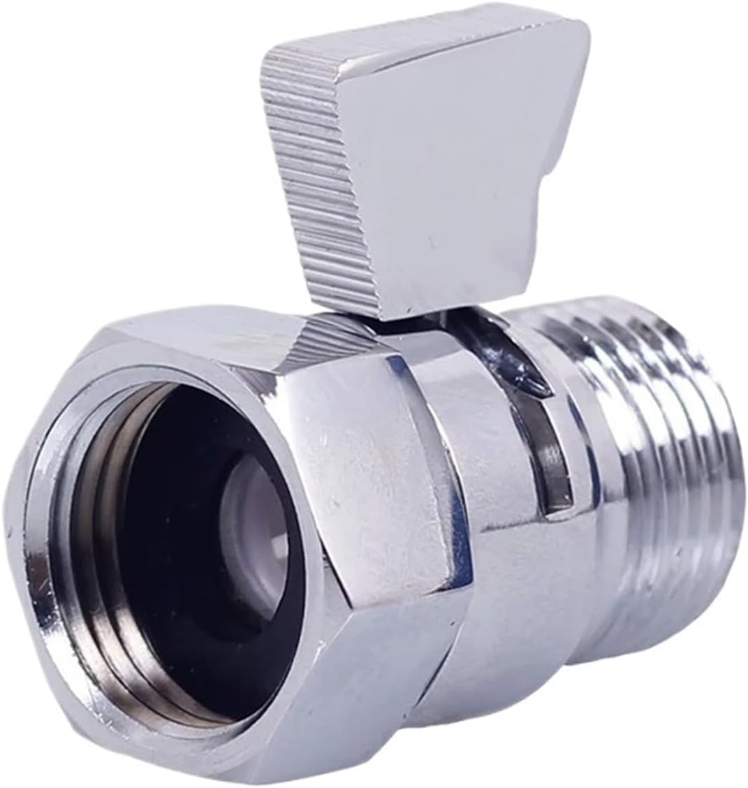 Shower Hose Shut Off Valve, Brass Flow Control Valve Water Pressure Reducing Controller Hand Held Sprayer Head Shut Off Stop Switch for Shower Supply