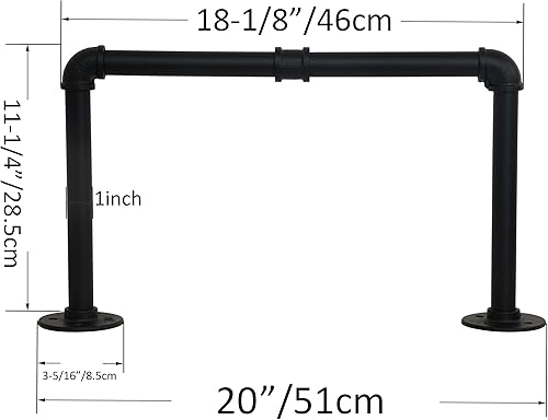Miniatura 9 de WEBI Perchero de montaje en pared, 24 pulgadas de tubería industrial para colgar ropa, barra de hierro resistente, barra de ropa de exhibición al