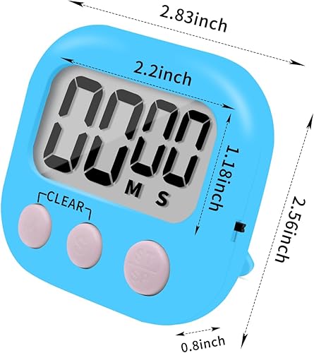 Miniatura 2 de Paquete de 6 temporizadores digitales pequeños de cocina con respaldo magnético e interruptor de encendidoapagado, cuenta de minutos y segundos