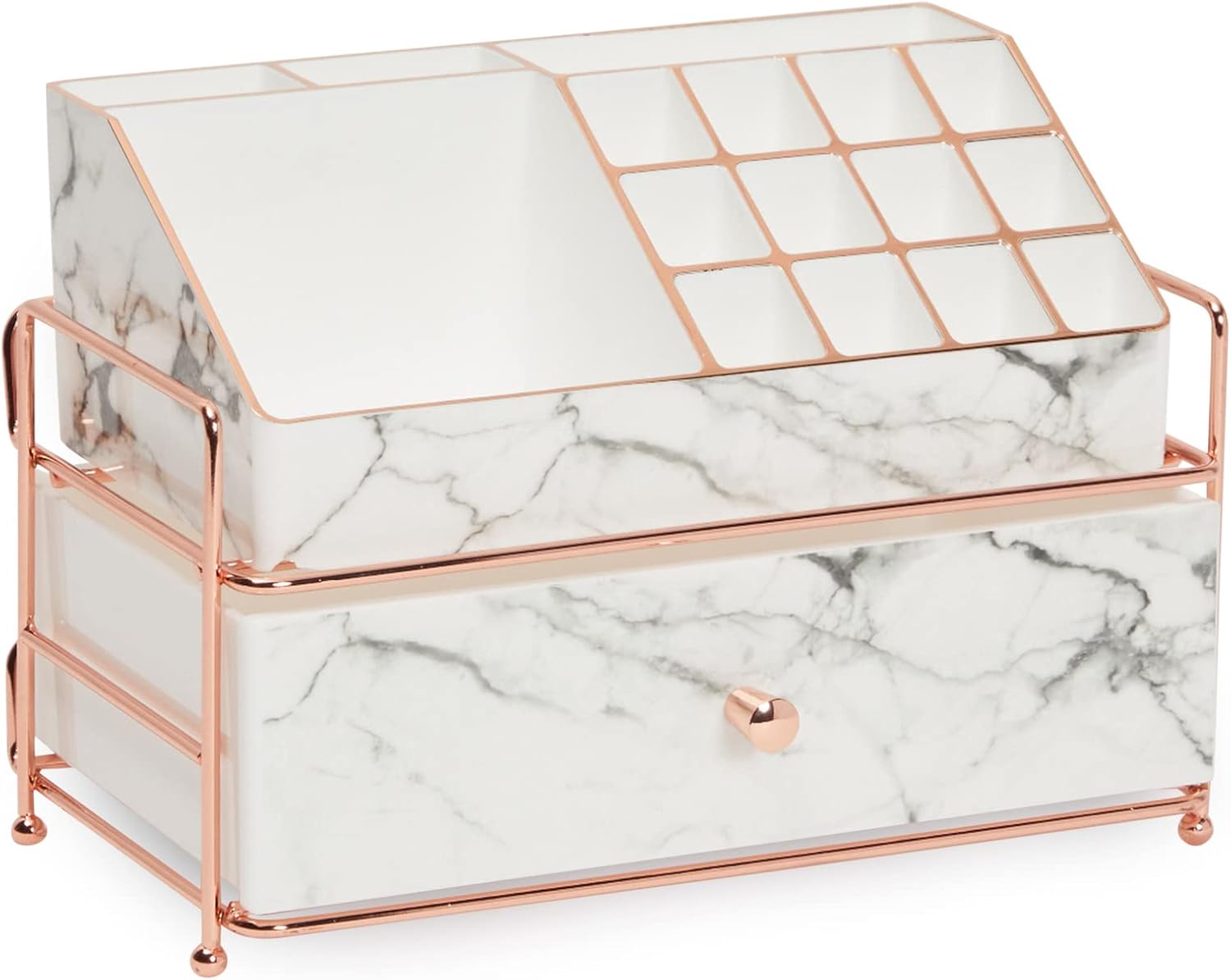 Glamlily 2 Tier Marble Decorative Makeup Organizer with