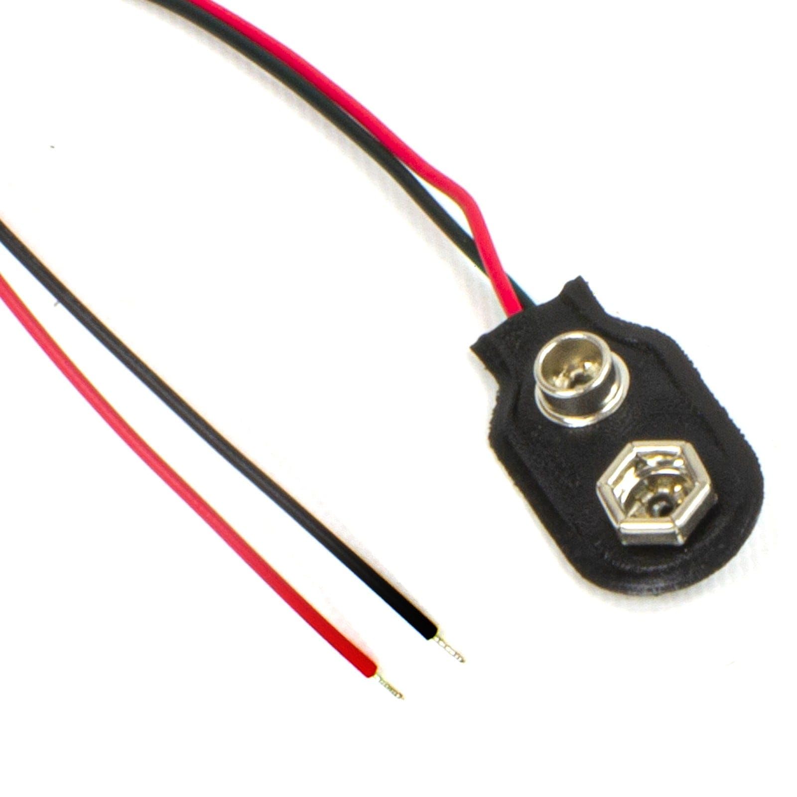 kenable PP3 9V Battery Snap Connector with 150mm Solder Leads | Colour Coded Tinned Wires | Polarised Clip-On Terminal for Square Batteries | Black | Single Unit