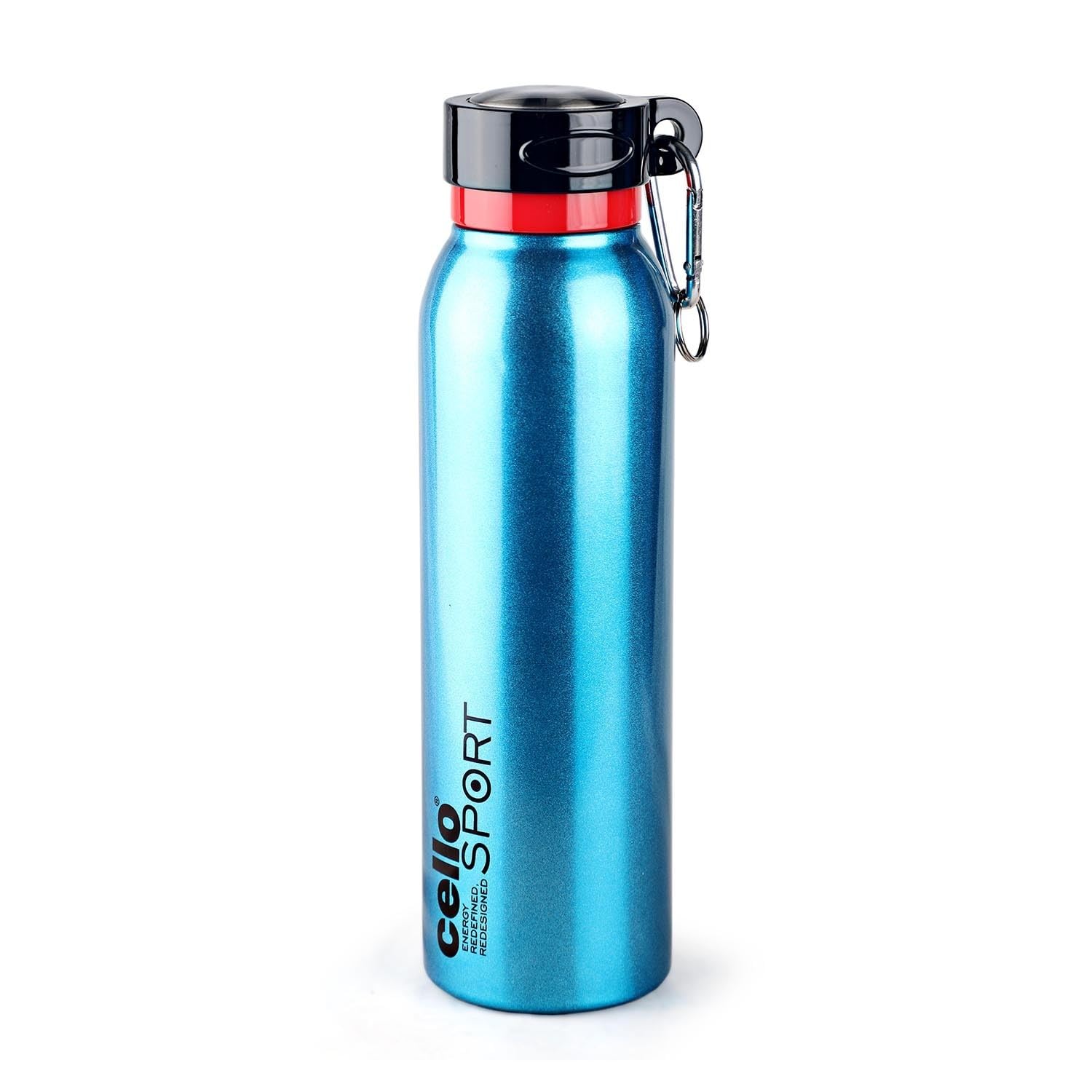 CELLO Beatle Insulated Stainless Steel Flask 1000 ml, Blue | Double Wall Insulated 24 Hours Hot & Cold Leakproof Easy One ...
