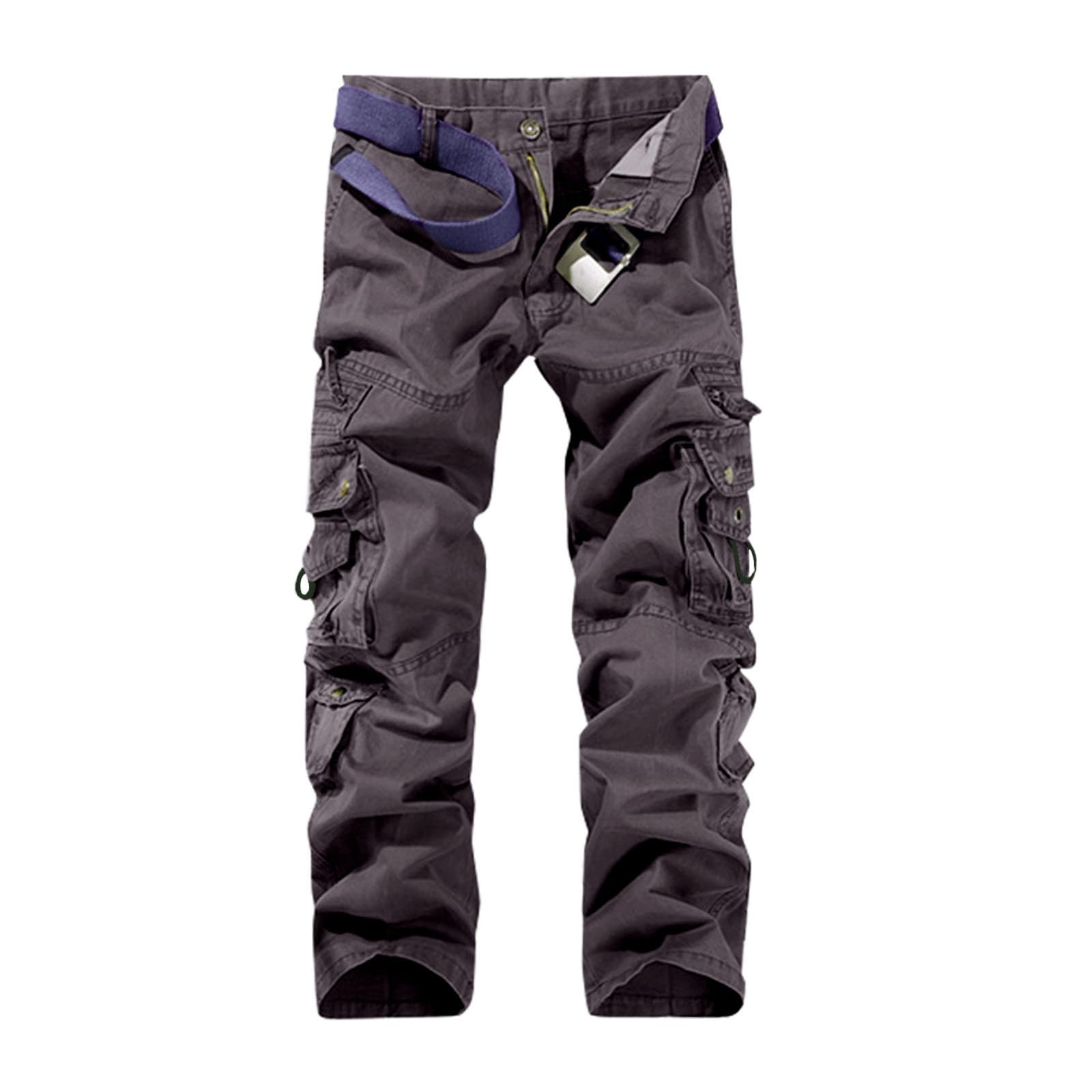 Herren Hose Einfarbige Cargohose Baumwolle Arbeitshose Lässig Sommerhose große Größen Fitnesshose Freizeithose Sommer Funktionshose Elastischer Bund Cargohosen mit Taschen für Alltag