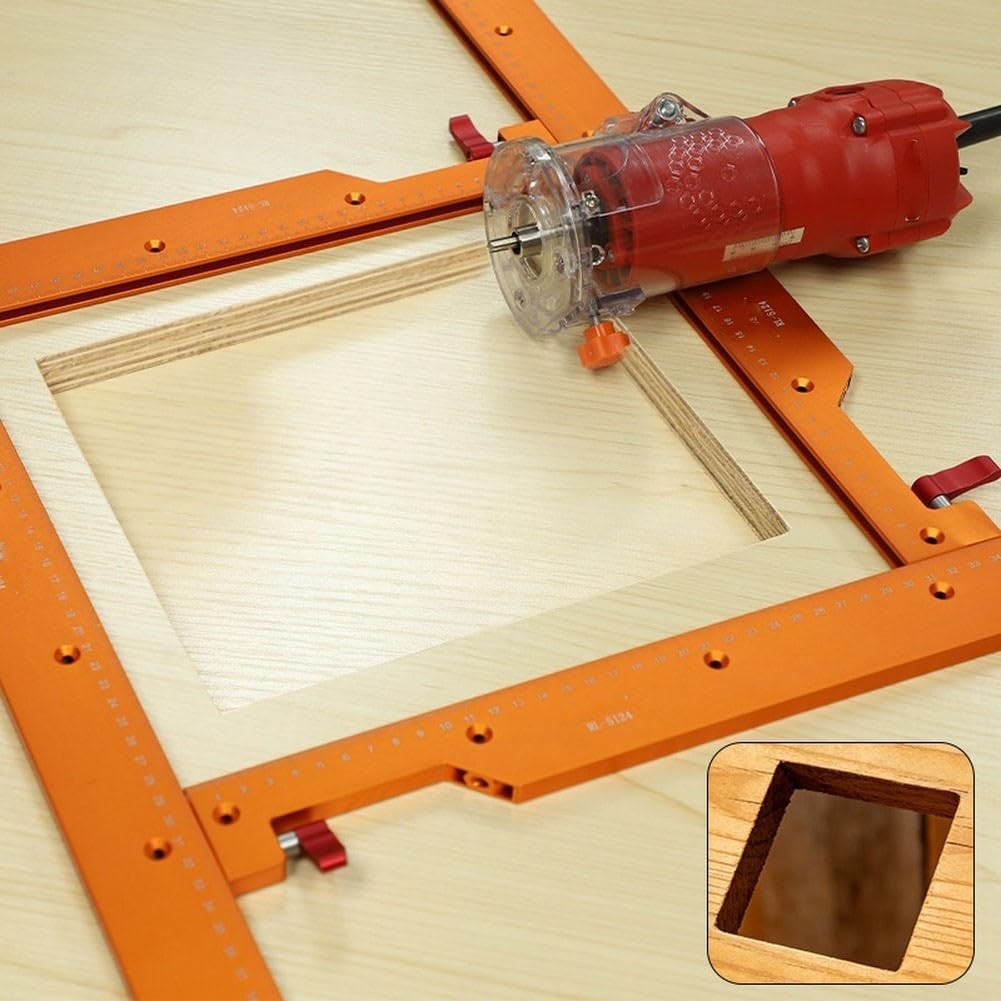 Aluminium Holzfräsjig für Quadratische Löcher mit Schienen und Klemmen|