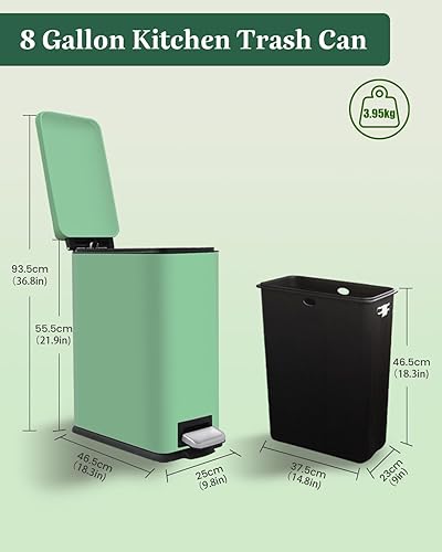 Miniatura 49 de Cubo de basura pequeño para baño con tapa, cubo de basura de 1.3 galones con cubo interior extraíble, cubo de basura delgado con tapa de cierre