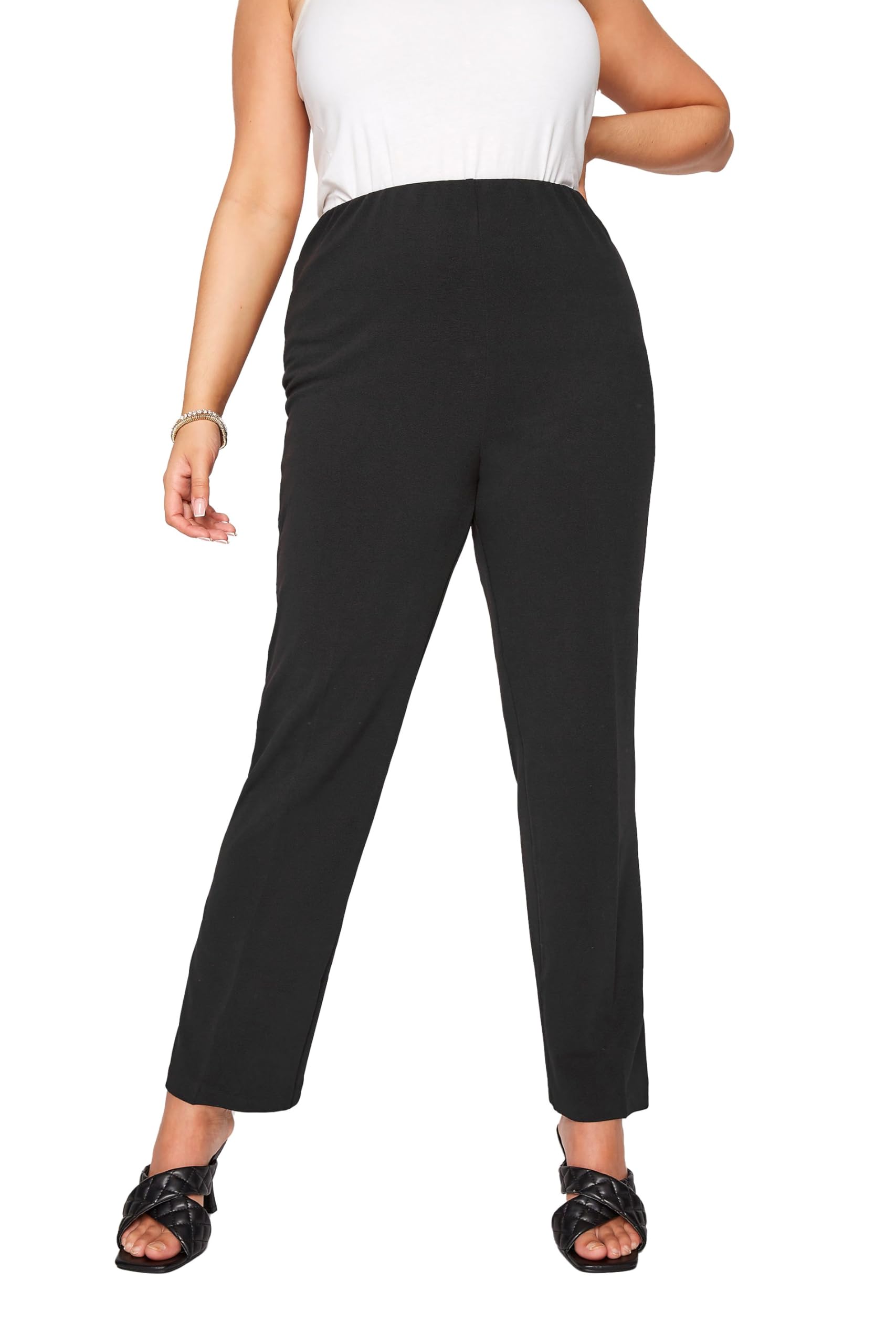 Yours - Women's Bootcut Trousers - Black - Ribbed