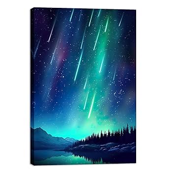 Amazon.co.jp: MODOJOART オーロラキャンバスウォールアート
