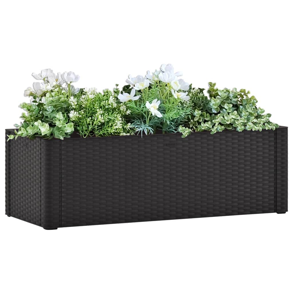 vidaXL Garden Raised Bed with Self-Watering System - Anthracite Color Planter, Indoor/Outdoor Use, Rattan Look Design, 23.8 Gallons Capacity, UV, Weather, and Frost Resistant