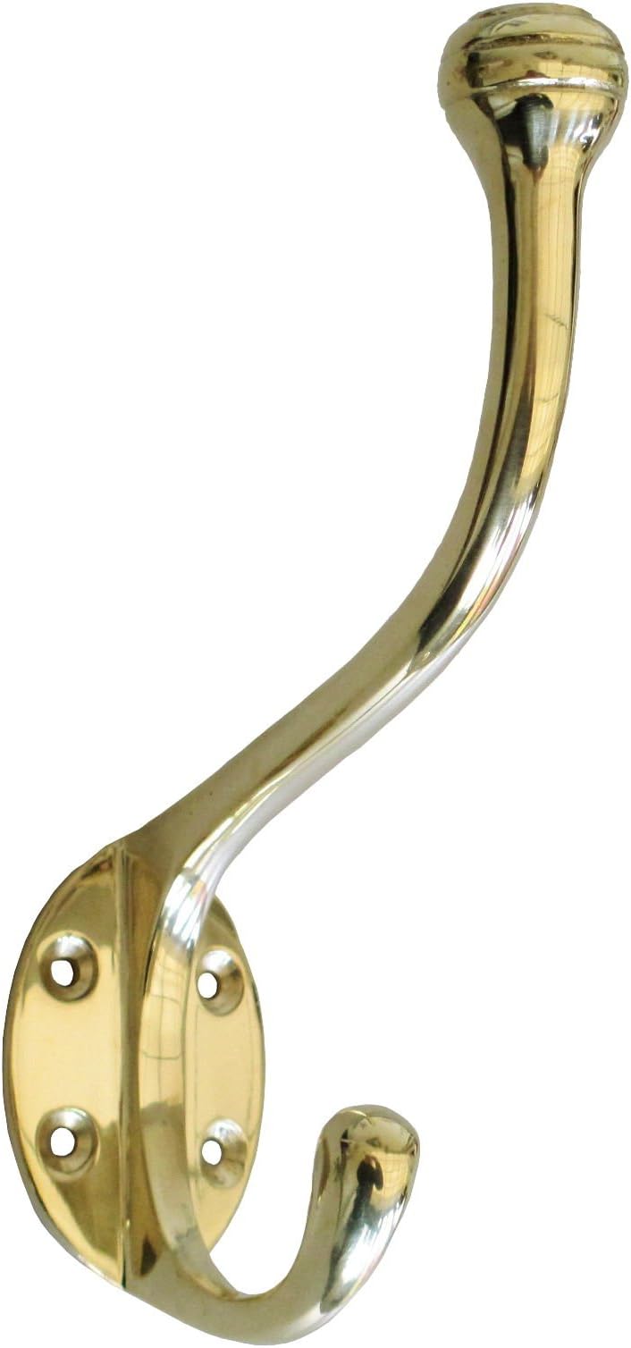 Large Brass Single Victorian Hat and Coat Hook with Beehive Finial (6")