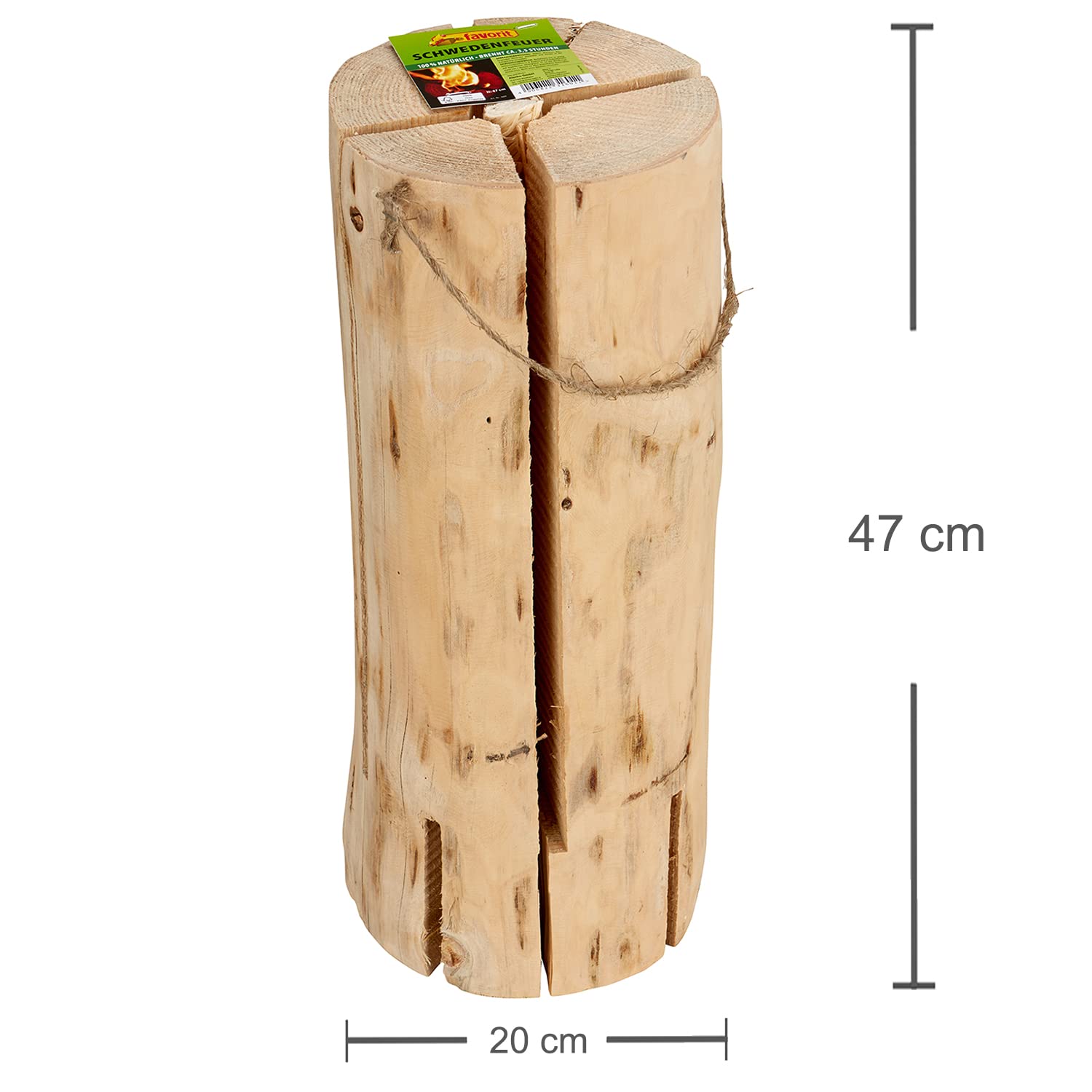 Fuoco svedese naturale per camino, braciere da giardino (falò svedese 47 x 18 cm)