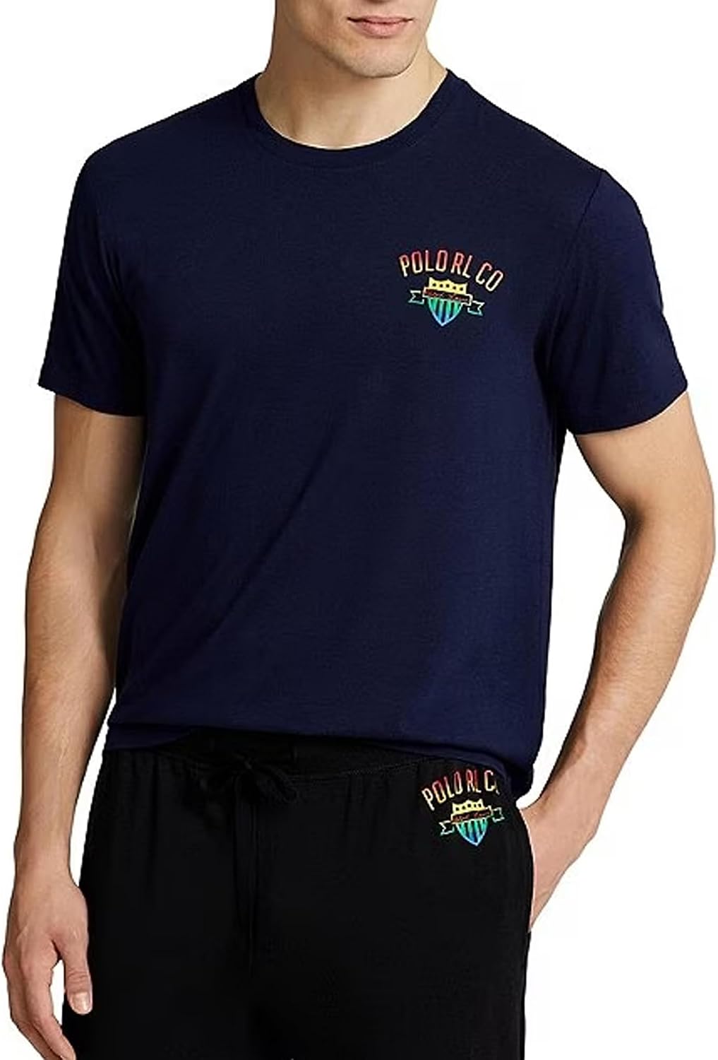 POLO RALPH LAUREN Big &Tall Short Sleeve Sleep Shirt with Polo RL Co Logo Print