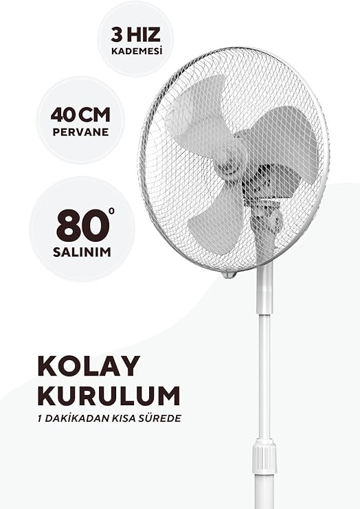 Kumtel Beyaz Vantilatör 16'' (3P) Ktf-290