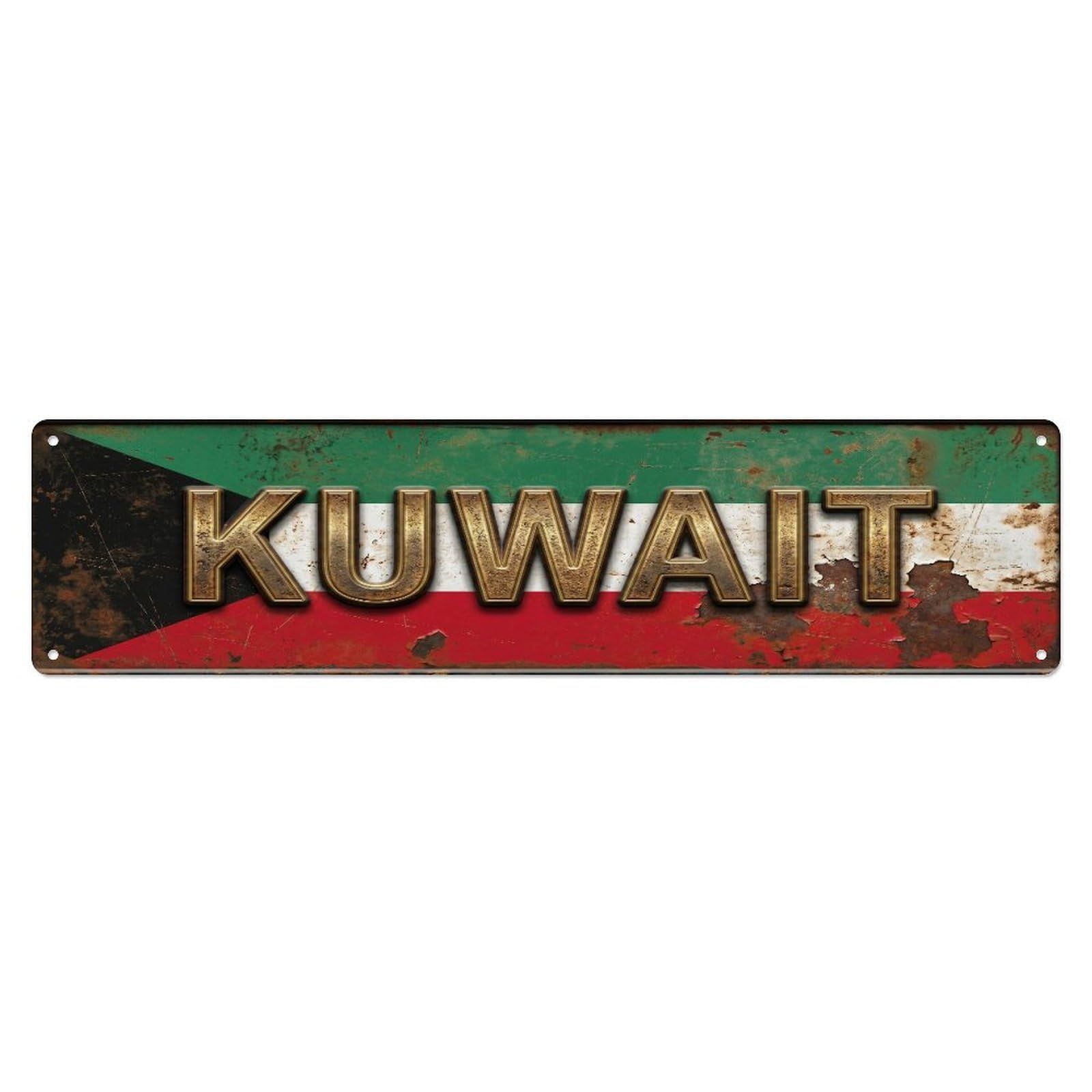 Xanthor Style Metal Tin Sign Vintage Kuwait Flag Pattern