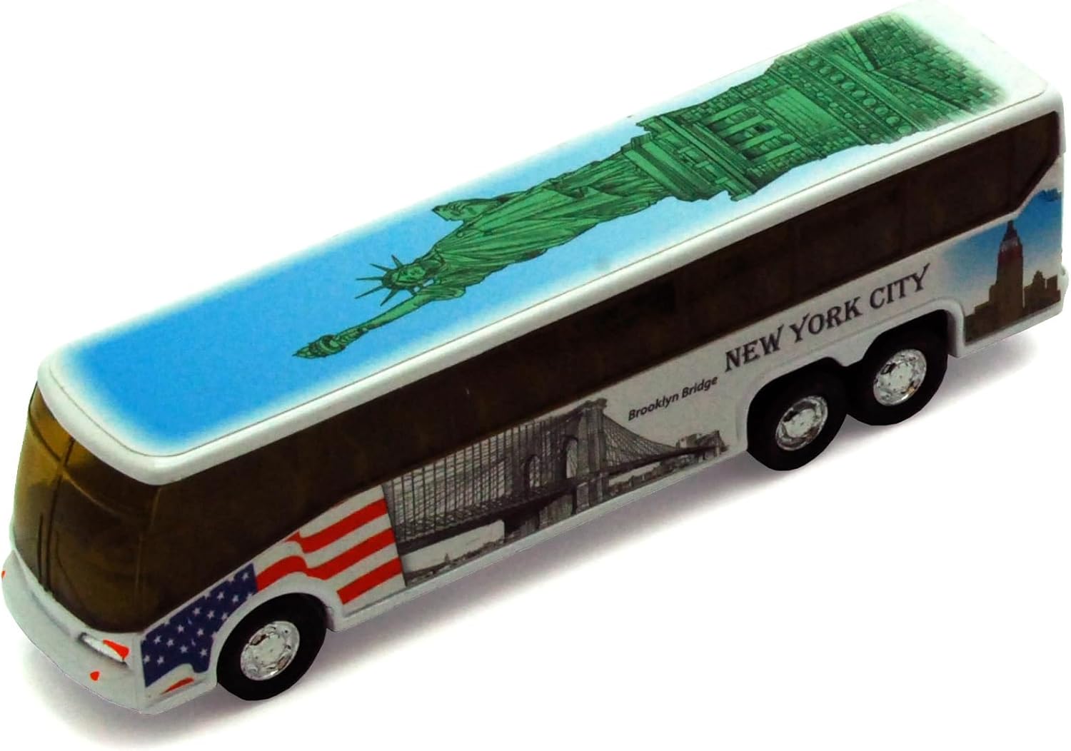 Box of 12 NYC Bus w/NYC Landmark Decals, Assortment 9803DNY - 6" Scale Diecast Model Cars