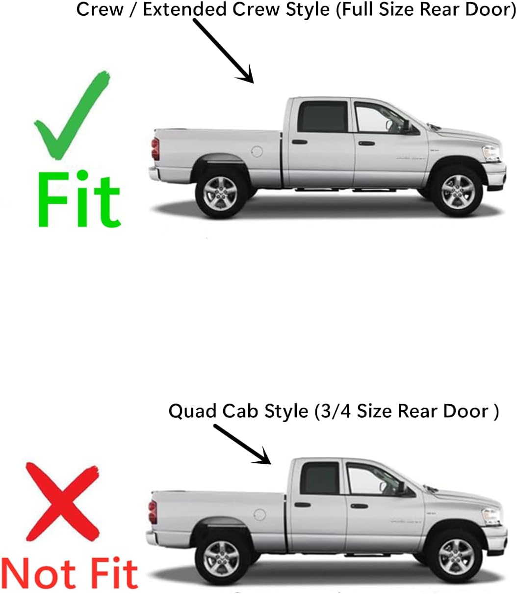 Passenger Right Side Rear Door Window Glass Compatible with Dodge Ram 1500 2009-2018 & 1500Classic 2019-2024 & 2500 3500 2010-2025 & 3500Cab/Chs 4500 5500 2011-2025 4-Door Crew/Extended Crew Pickups