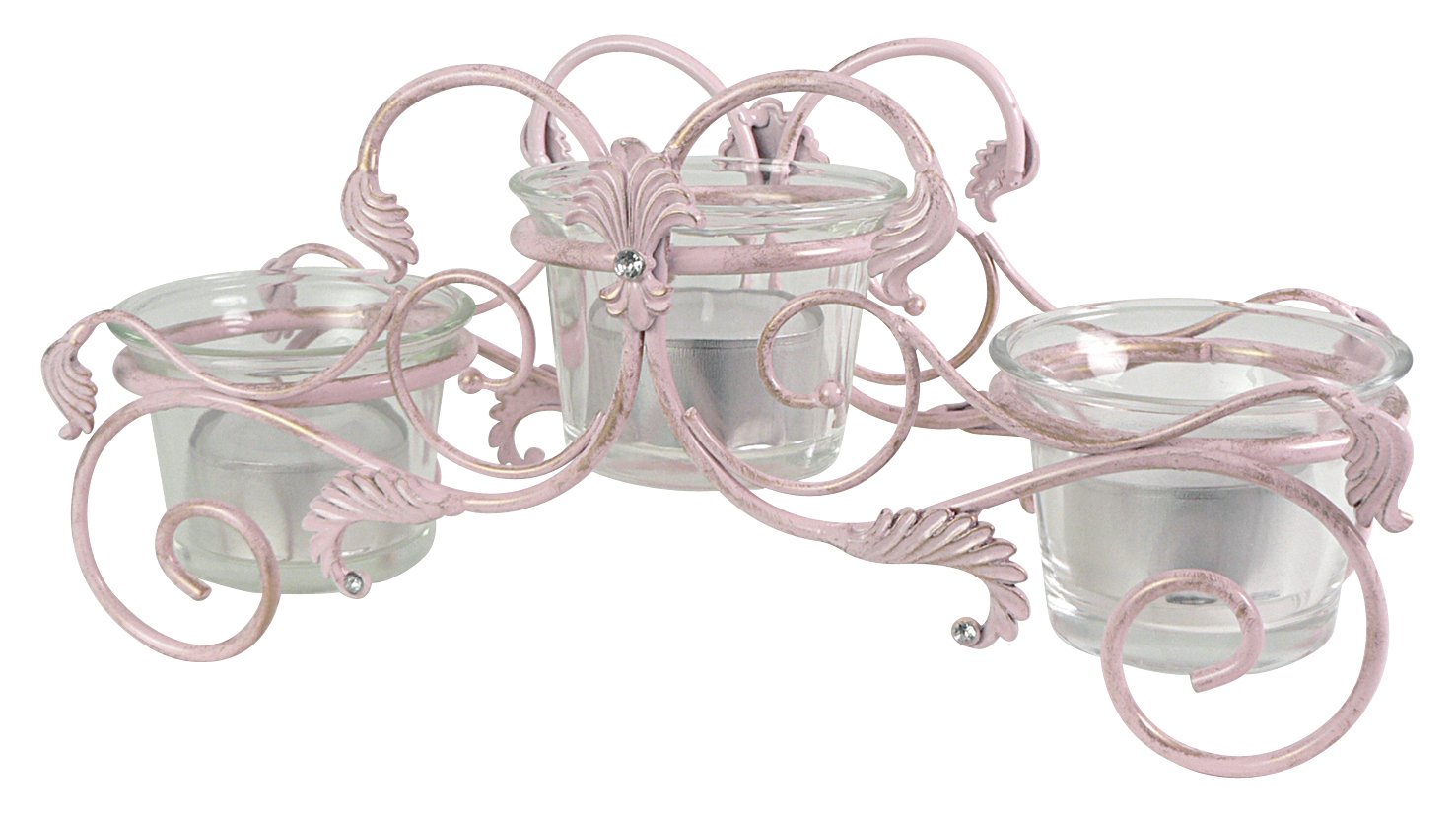 Bougeoir triple rose Ishiguro candélabre design salon chambre chic