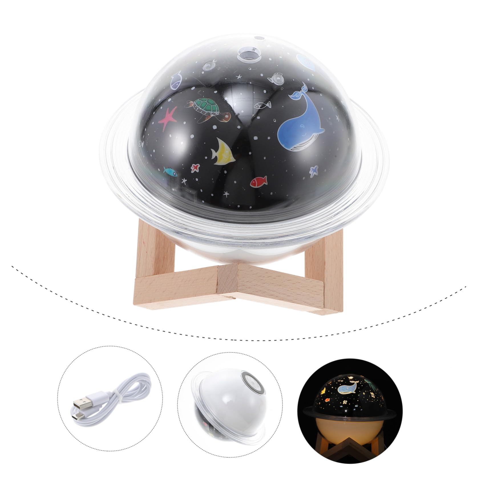 WOONEKY Umidificatore LED Lampada Stella a 7 Colori, 250ml, Due Modalità Nebbia Leggera, Mini e Silenzioso per Casa e Notte