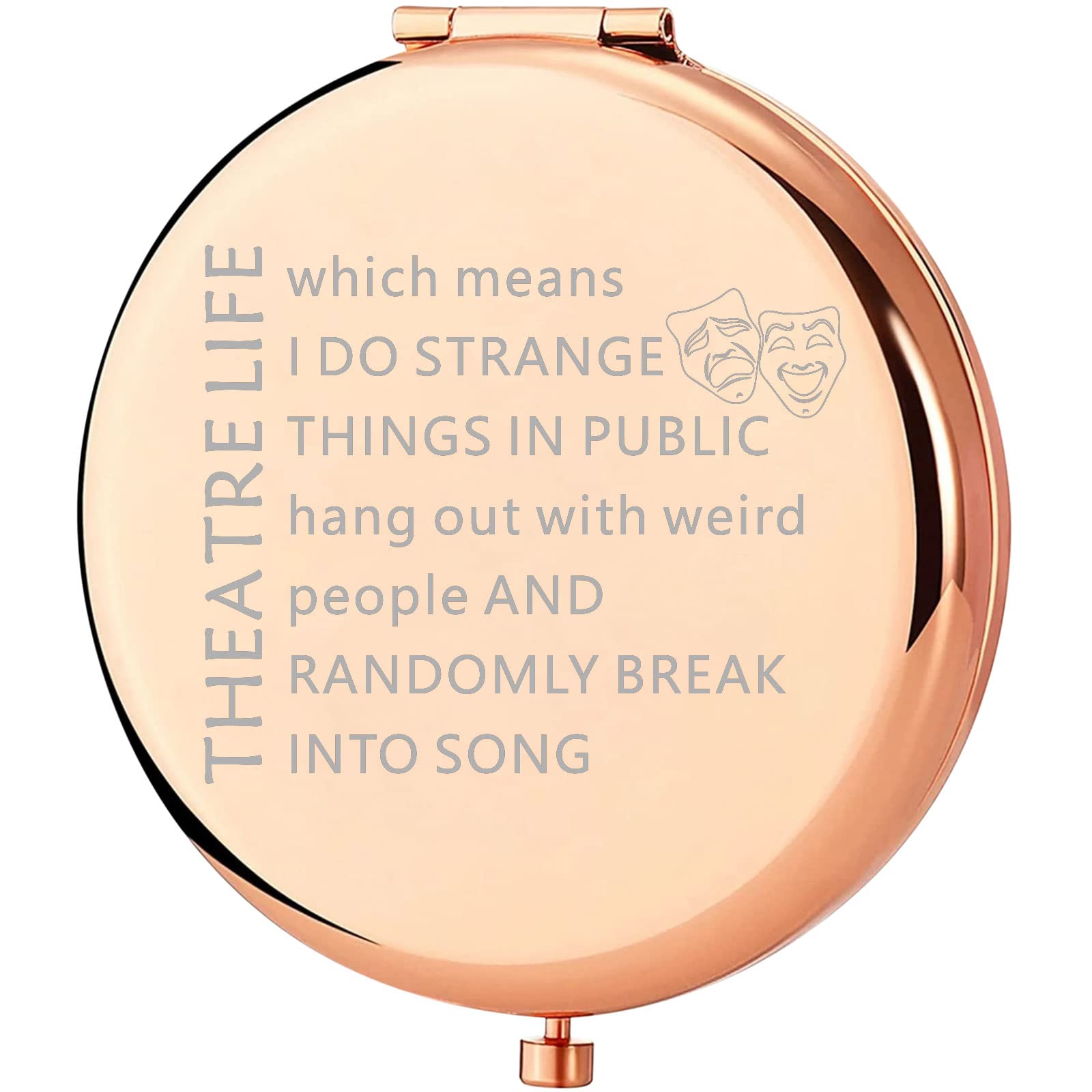 Theatre Life Compact Makeup Mirror Drama Theater Gifts Comedy Tragedy Mask Charm Broadway Musical Gift (Theatre Life Mirror)