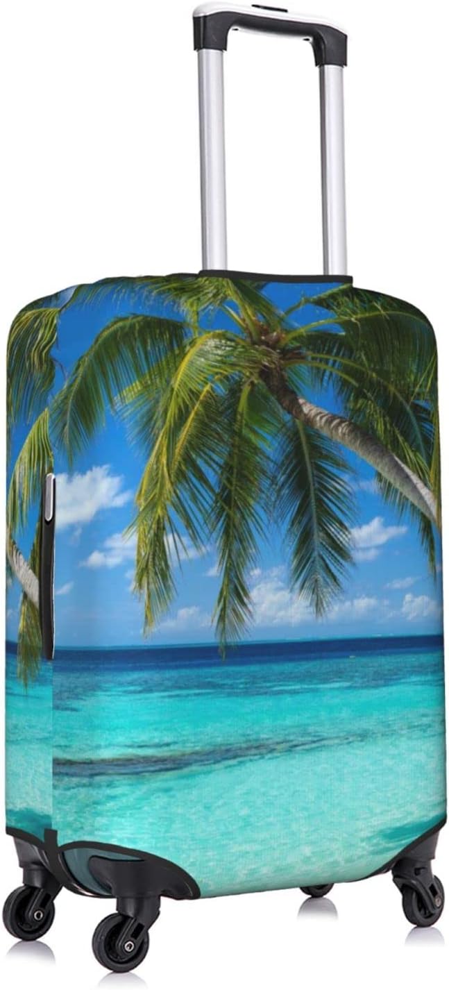 review Tropical Beach Palm Tree Travel Luggage Cover Fits 18-32 Inch Luggage, Elastic Suitcase Cover Protector with Concealed Zipper for Wheeled Suitcase Tsa Approved