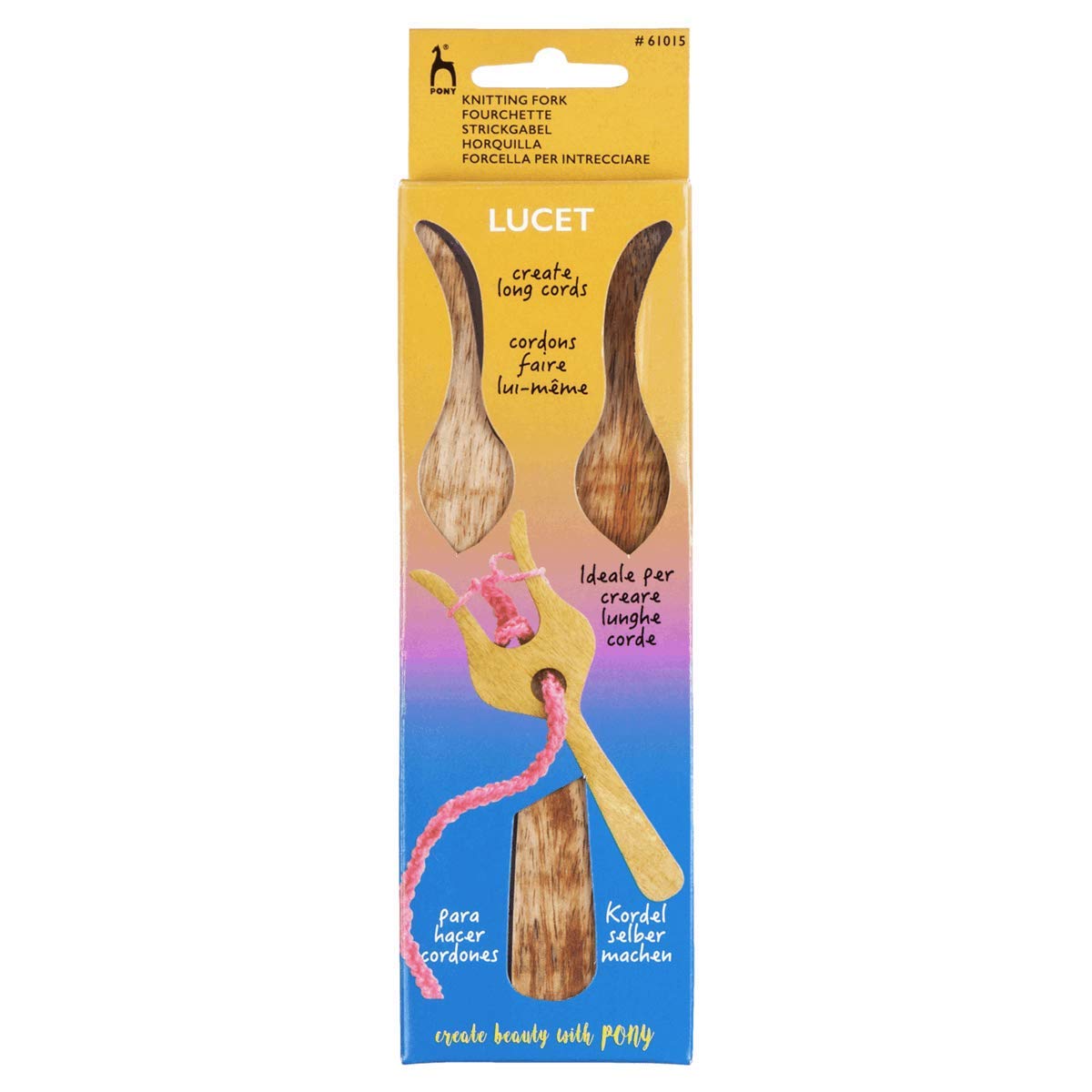 SYNYEY Lucet Knitting Fork, 1 Piece, Wood, Plastic or Wood, Grey, Knitting Fork, 3063676031
