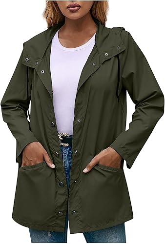 Chubasquero para mujer, casual, a la moda, rompevientos, impermeable, con capucha, ligera, para exteriores, gabardina con capucha