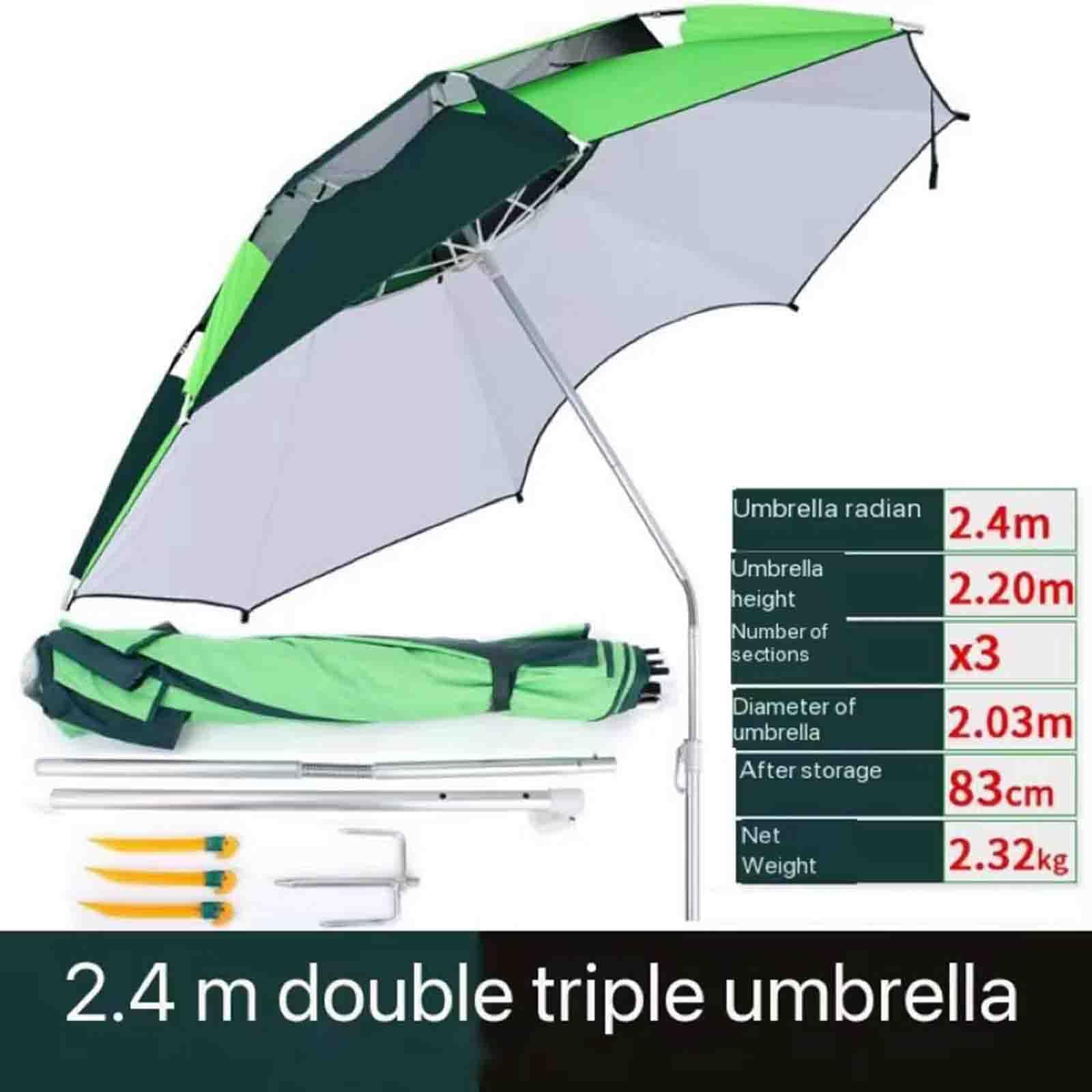 7 stóp parasol wędkarski duży parasol wędkarski 3-krotny przenośny uniwersalny krem ​​do opalania przeciw burzy osłona przeciwdeszczowa wtyczka parasol wędkarski parasol (A 8 ft)