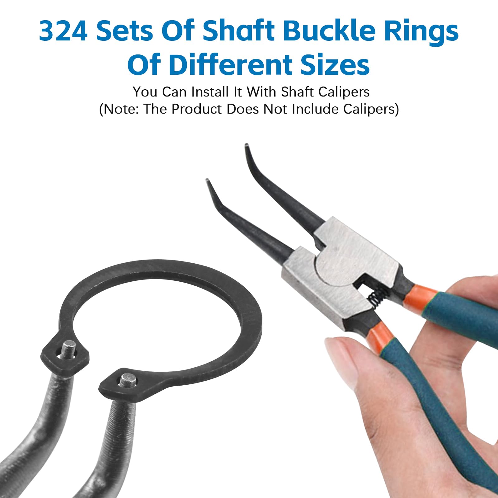 324 Pezzi Anelli di Sicurezza Esterna，C-clips anelli di sicurezza，E-clips Anelli Elastici，Rondelle di Sicurezza, Scatto Esterna E-clip Anello Seeger di Sicurezza，per Fissaggio di Cuscinetti，Ingranaggi