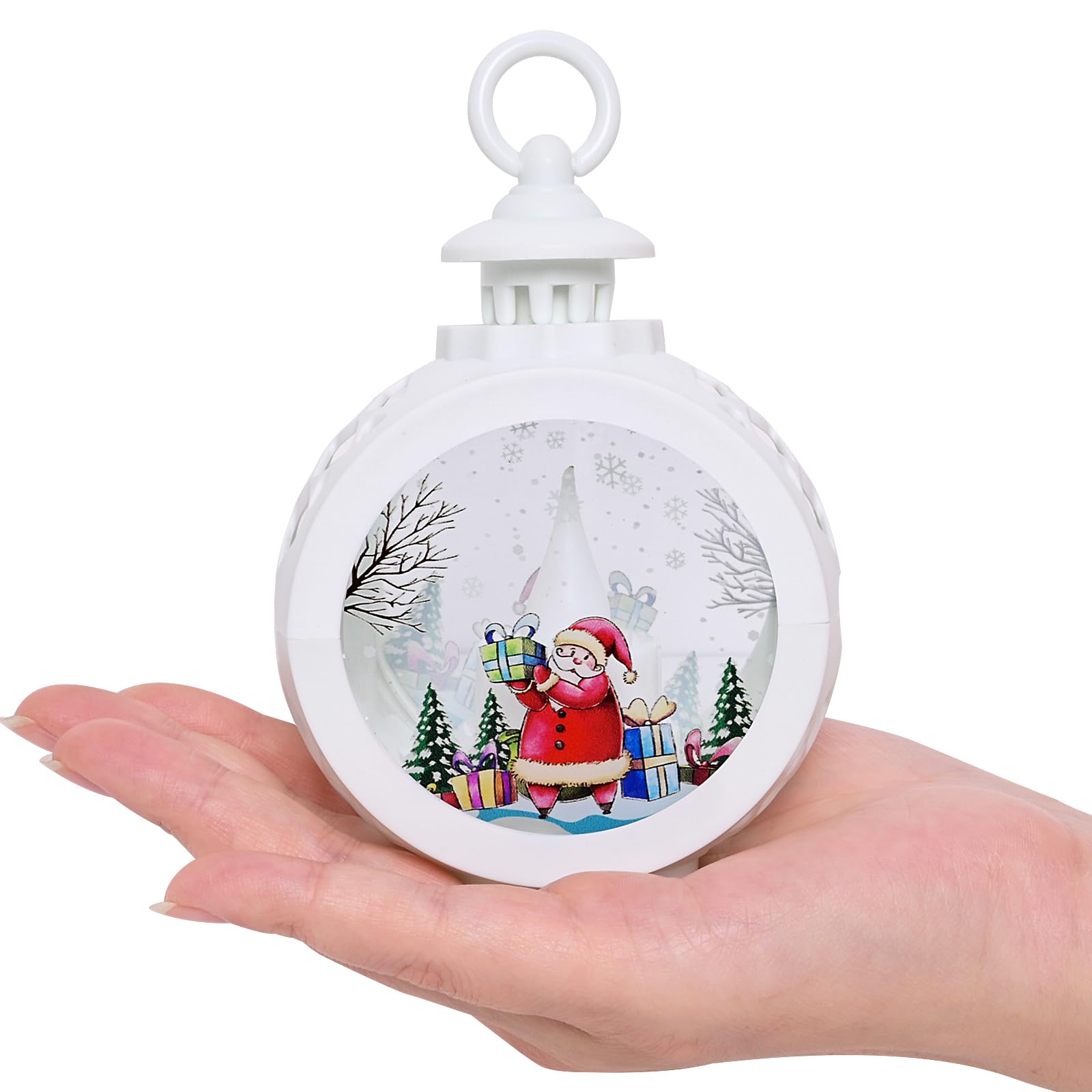 Shapenwin Santa Claus LED Mini Christmas Lantern Hanging Lanterns with Santa Snowman Retro Christmas Decoration for Kids Holiday Gift and Home Decor Outdoor and Indoor