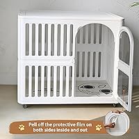 Vista 3 de Jaula acrílica para perros de interior con ruedas 34" x 23" x 30", lindo corral de plástico de fácil limpieza para cachorros y perros pequeños