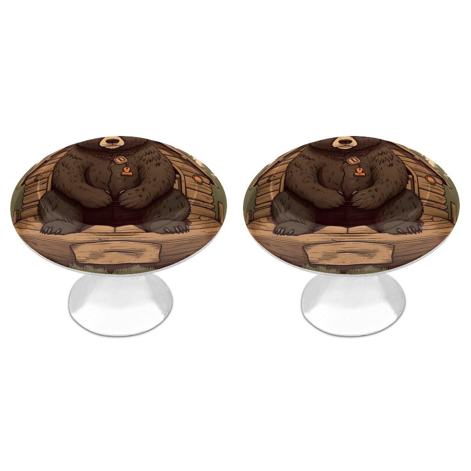 LPSADGF Rustic Lodge Bear Cabinet Knobs 2-Pack Stainless Steel Cabinet Pulls Vintage Drawer Pulls Handles for Kitchen Cabinets, Bathroom, Wardrobe Easy Install