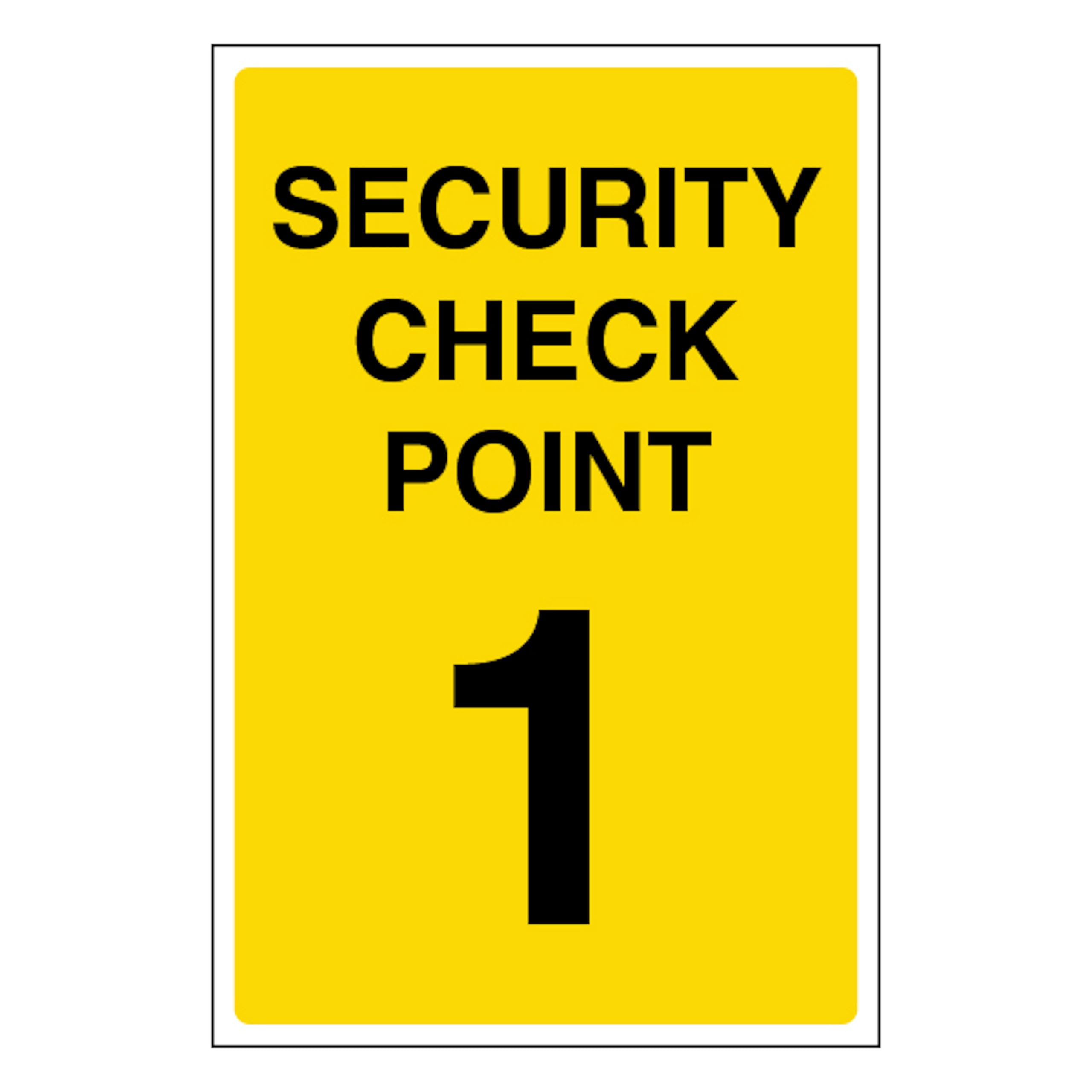 V Safety Security Check Point 1 200 x 300 mm - 2mm Super-Tough Rigid Plastic
