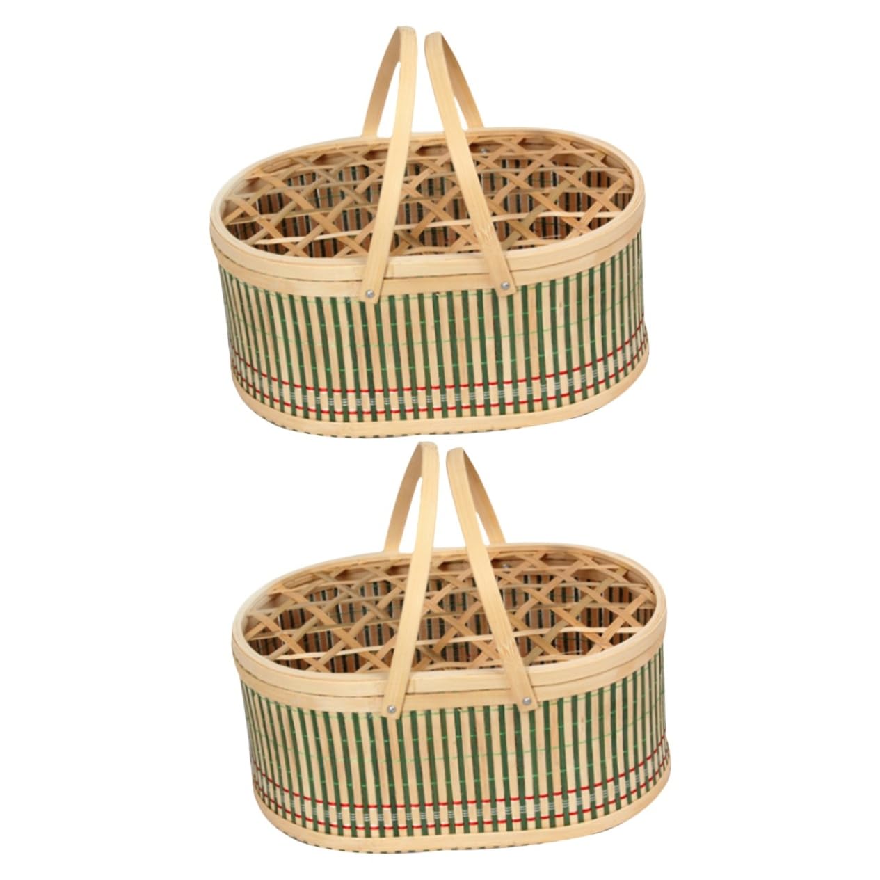 2st Bambuskorb Weidenkorb Kleiner Drahtkorb Osterkorb Spielzeugeier Eierkörbe Für Frische Eier Eierreiniger Korb Flechten Osterei-korb Zubehör Für Hühnerställe Hölzern Green