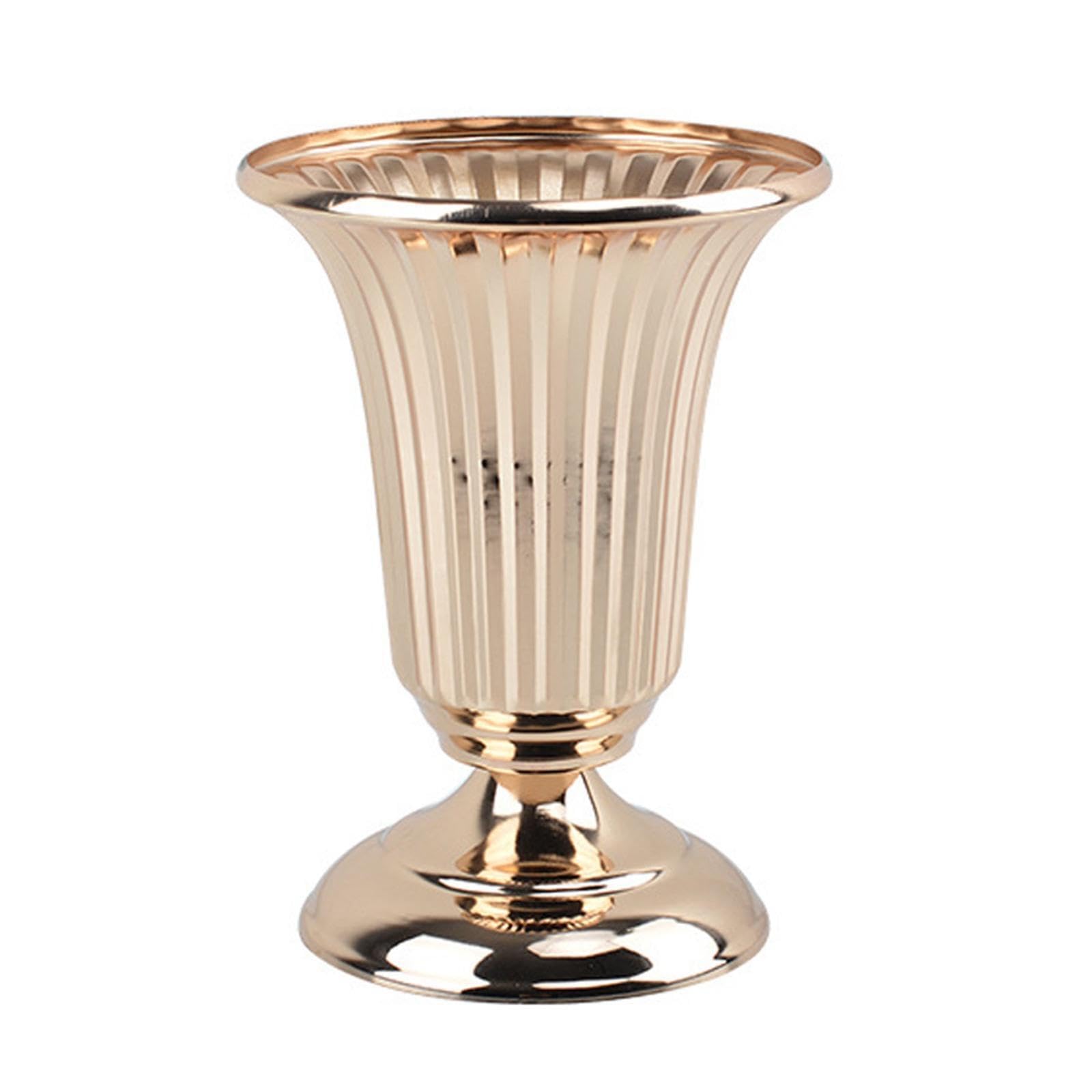 Zambuph Delicate Iron Flower Vase Stem Bunch Bouquet Floral Arrangement Table Decoration, Gold, height 20cm