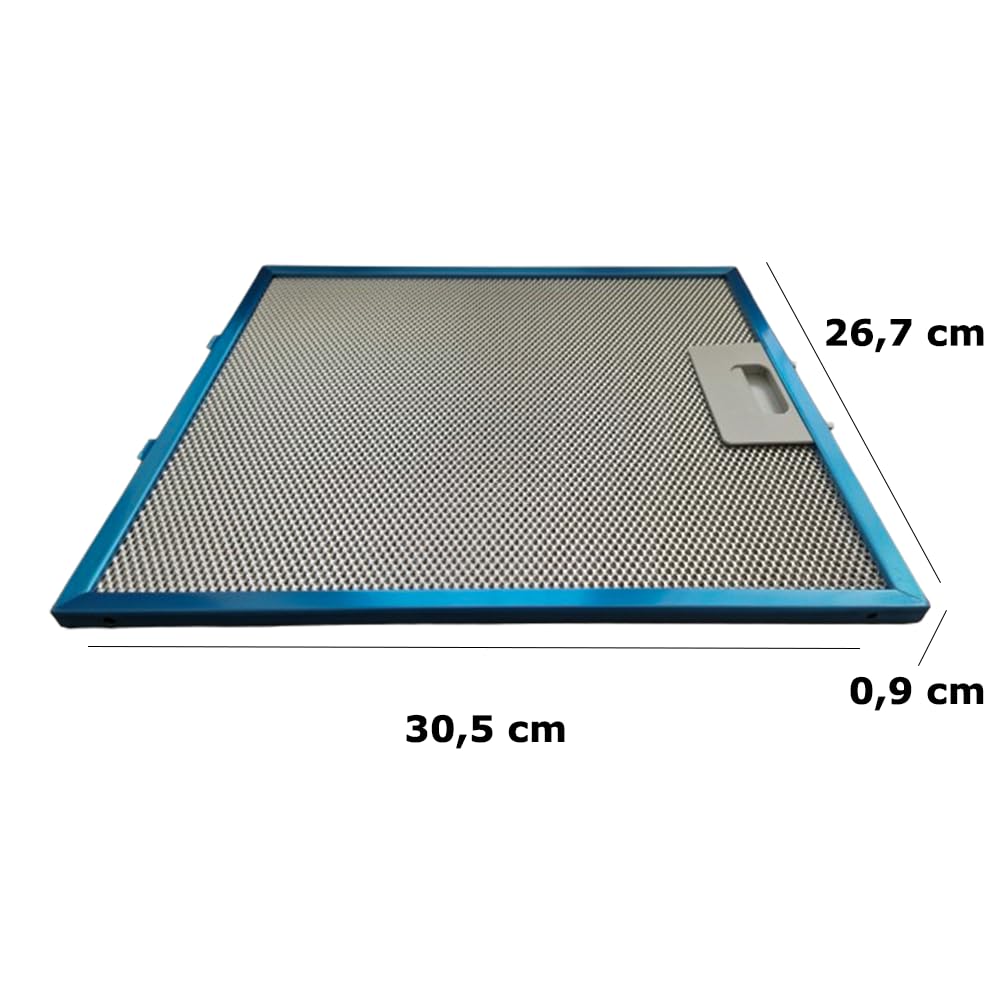 Filtr przeciwtłuszczowy do okapu kuchennego | 3 filtry aluminiowe kompatybilne z modelem śmigła do pokrywy okapu kuchennego | Wymiary 26,7 x 30,5 x 0,9 cm