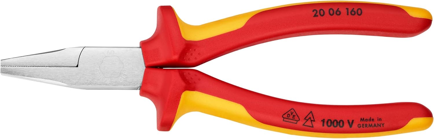 Knipex 20 06 160 Flat Nose Pliers 6,3" with soft handle VDE-tested/chrome plated