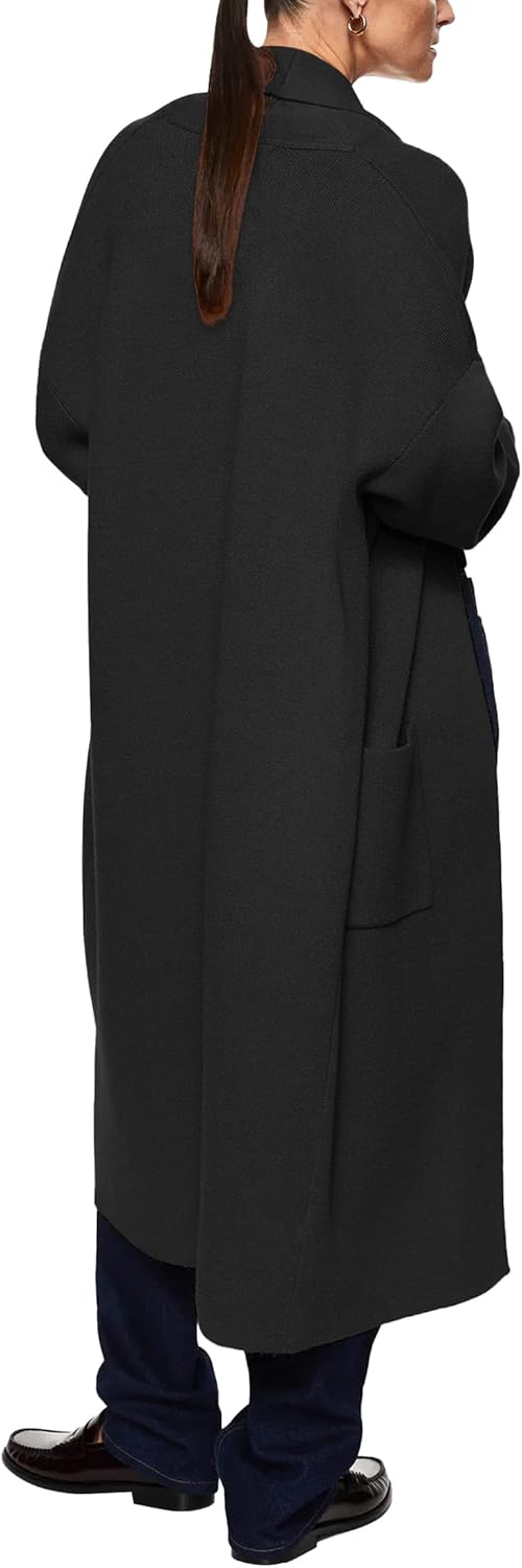 Womens Long Sleeve Maxi Cardigan Open Front Oversized Knitted Sweater Coat Casual Lapel Warm Overcoat with Pockets - Image 3