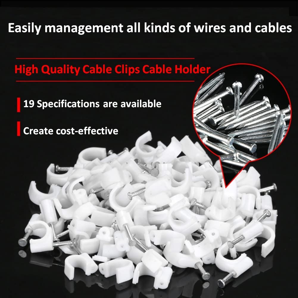 SANTOO 600 Pièces Clip De Câble Ronde Avec Clou En Acier, Attache De