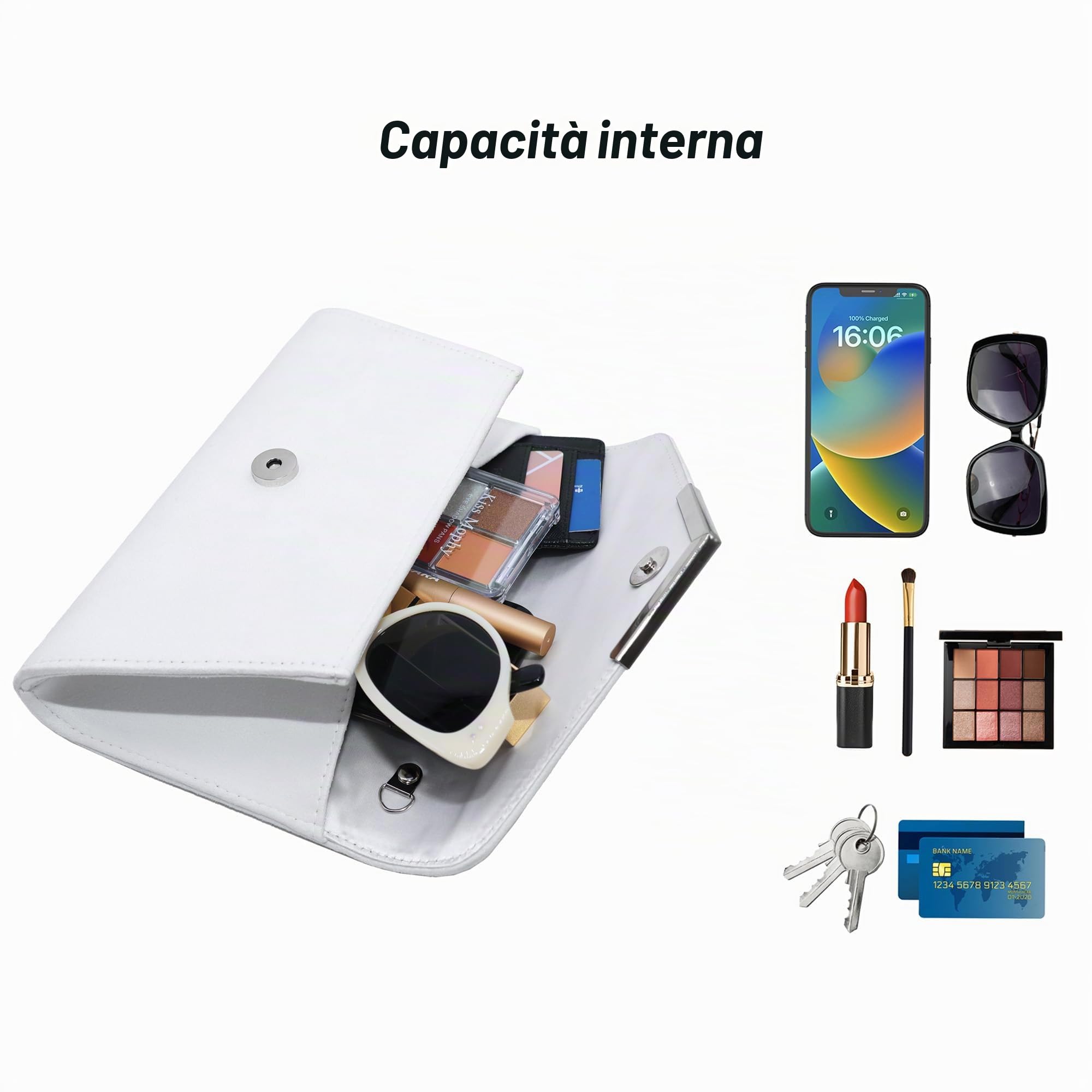 pochette da donna in pelle scamosciata, piccola borsa a tracolla