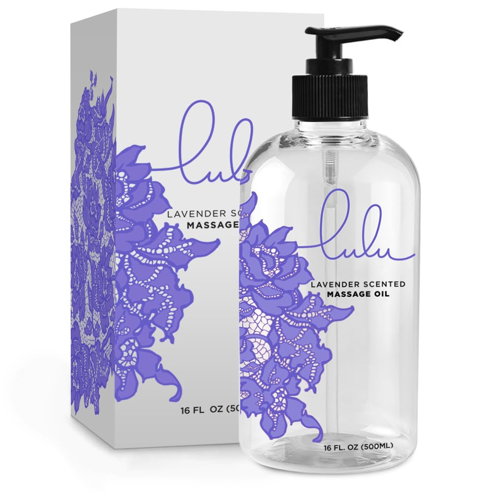 Lulu Lube Lavender Massage Oil, with Essential Oils for Therapeutic Massaging (16oz)