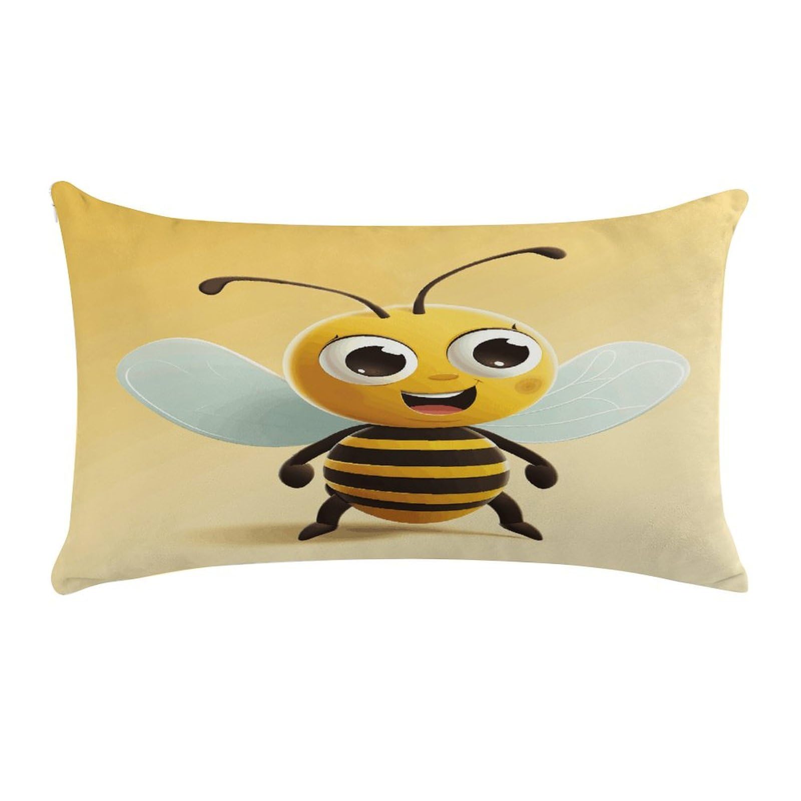 Cartoon Bee Pillow Cover Super Soft Pillowcase Luxury Cozy Fuzzy Velvet Pillow Shams Breathable Standard Pillow Cases with Zipper Wrinkle-Free Pillow Cover 12 "×20 "