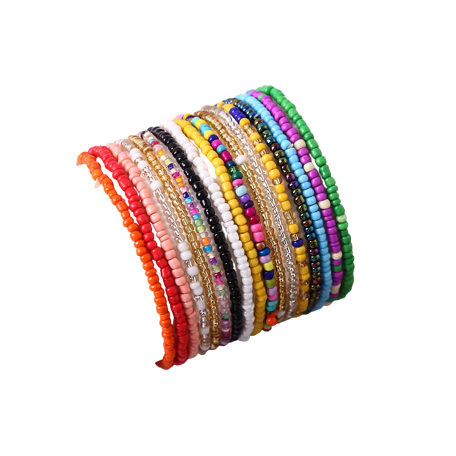 Soyzvteo17pcs Elastic Beaded Bracelets Bohemian Stackable Beaded