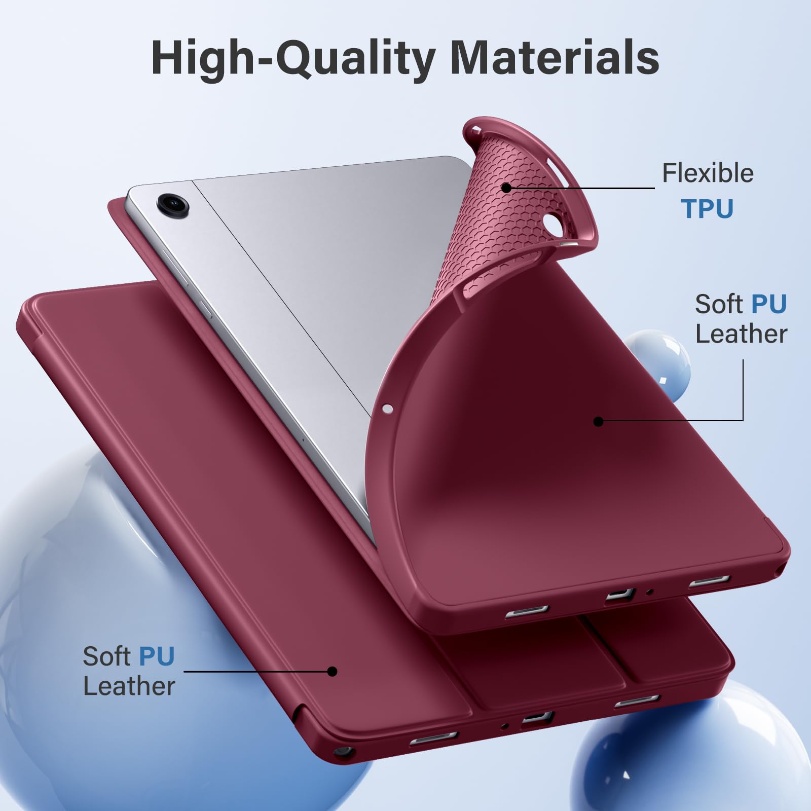 Akkerds Funda compatible con Galaxy Tab A11 Plus de 11 pulgadas 2026/ A9 Plus de 11 pulgadas 2023, funda protectora delgada de TPU suave con soporte triple y encendido y apagado automático para Galaxy