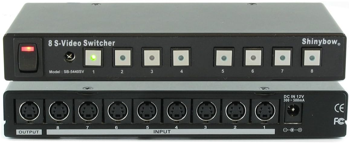 8x1 (8:1) S-Video S-VHS Video Switch Switcher Selector + IR Remote Control