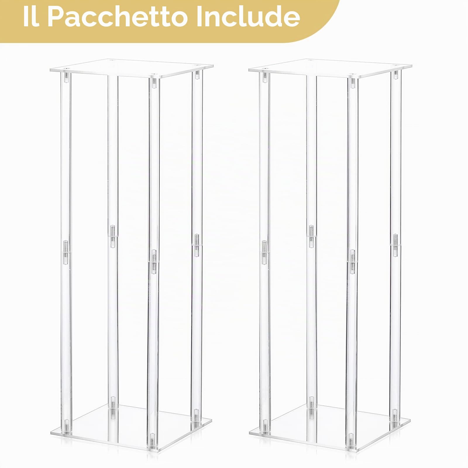 Nuptio Centrotavola Matrimonio Vasi Acrilici - 2 Pezzi 60cm Altezza Vaso Fiori Fioriere Stand per Decorazioni Tavoli Festa Eleganti Decorazioni per Matrimoni Sfusi Tavolo Centrotavola Geometrici