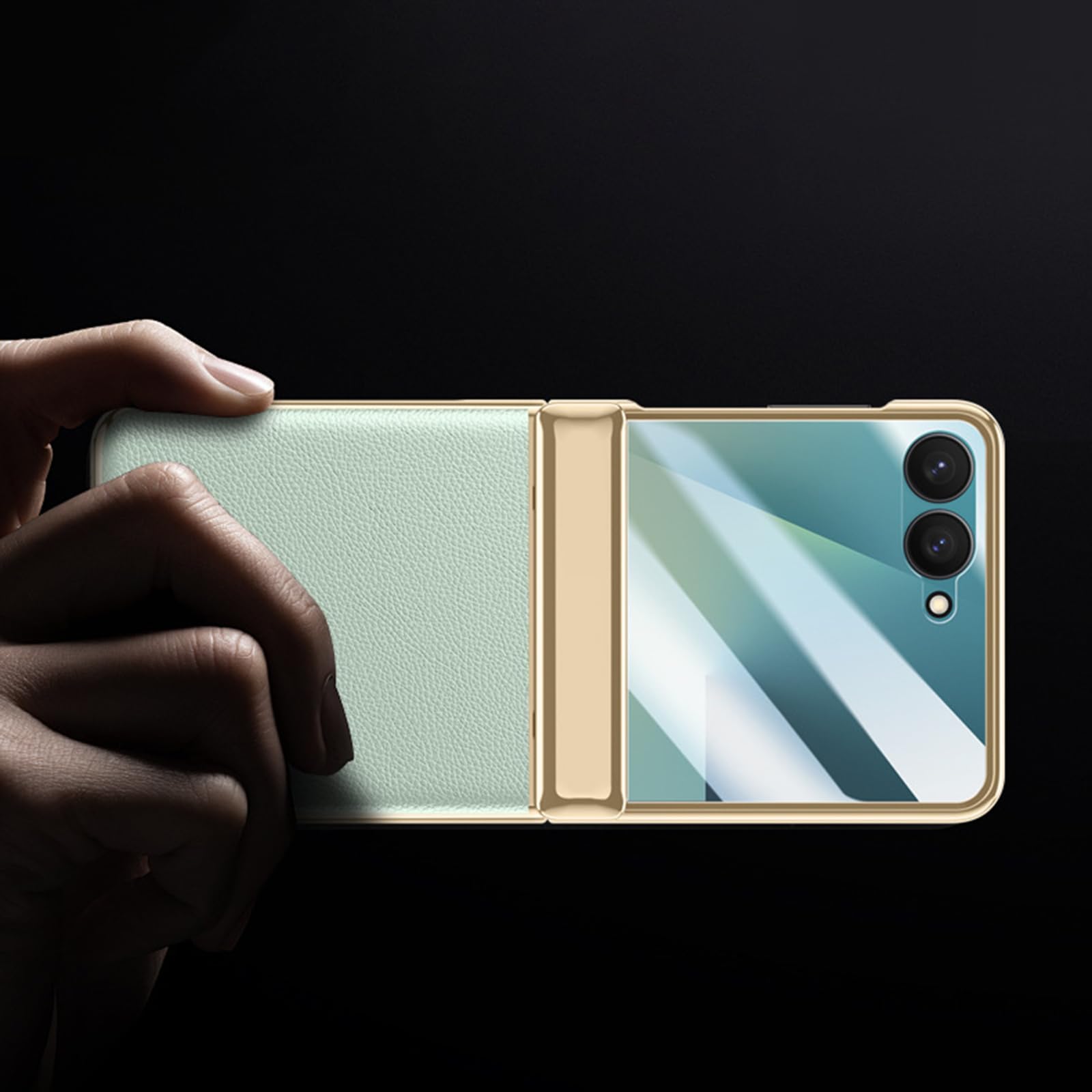 Sottile Custodia per Samsung Galaxy Z Flip 8, Lusso Placcatura Pelle Cover