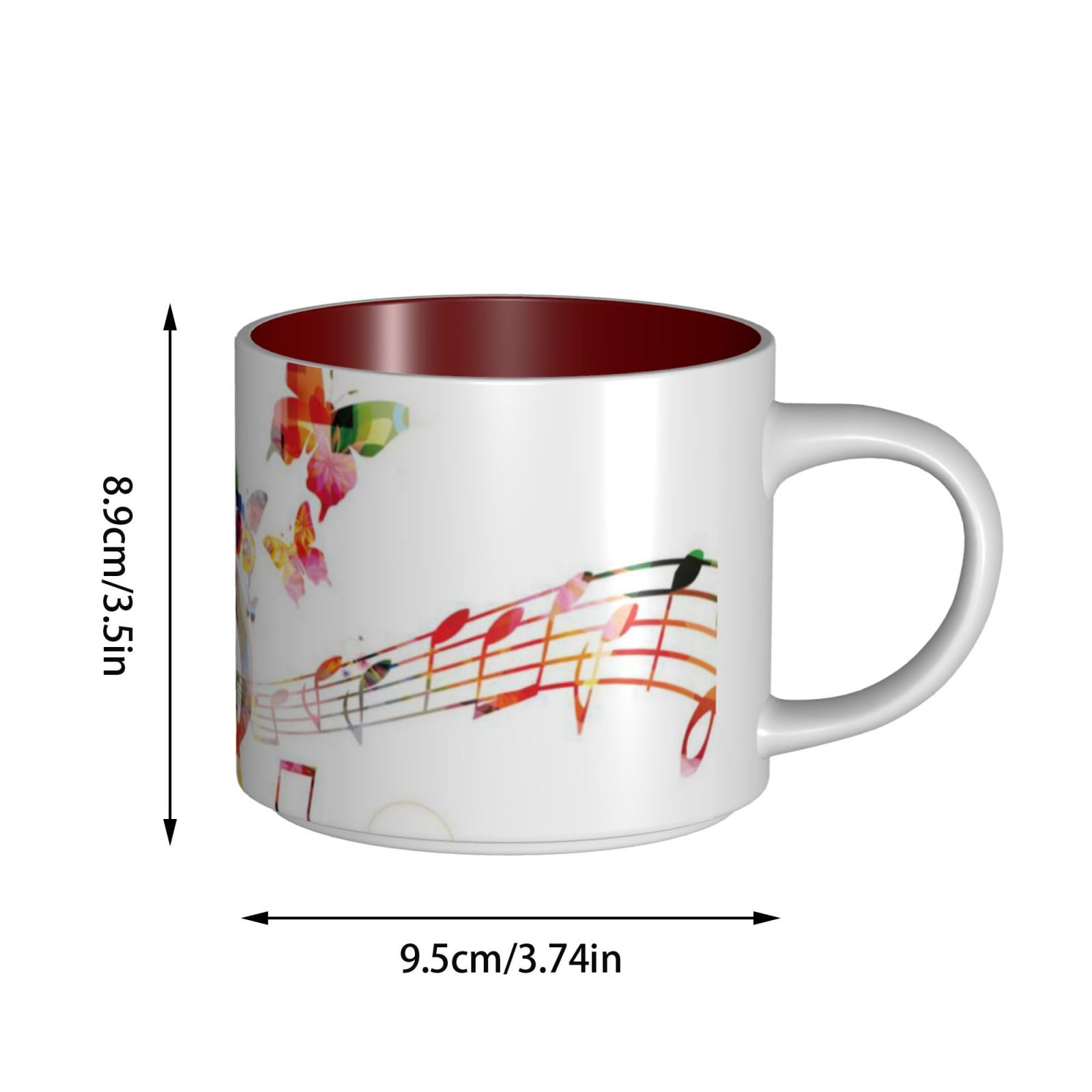Tazza da caffè in ceramica con stampa a farfalla Musica