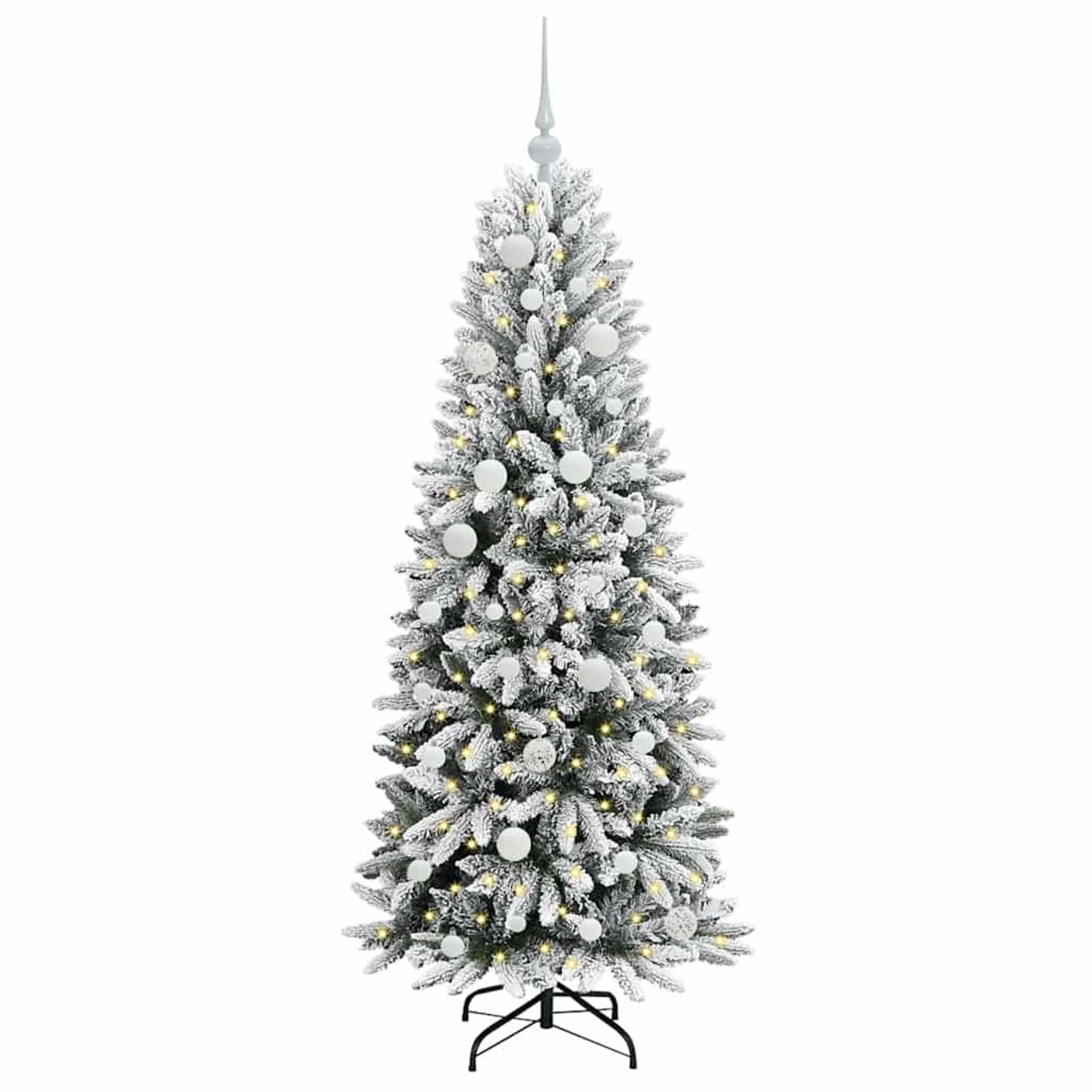 Gecheer Albero di Natale Bianco LED, 63 cm, Realizzato in PVC, Decorazioni festive, Atmosfera accogliente, per Interno ed Esterno