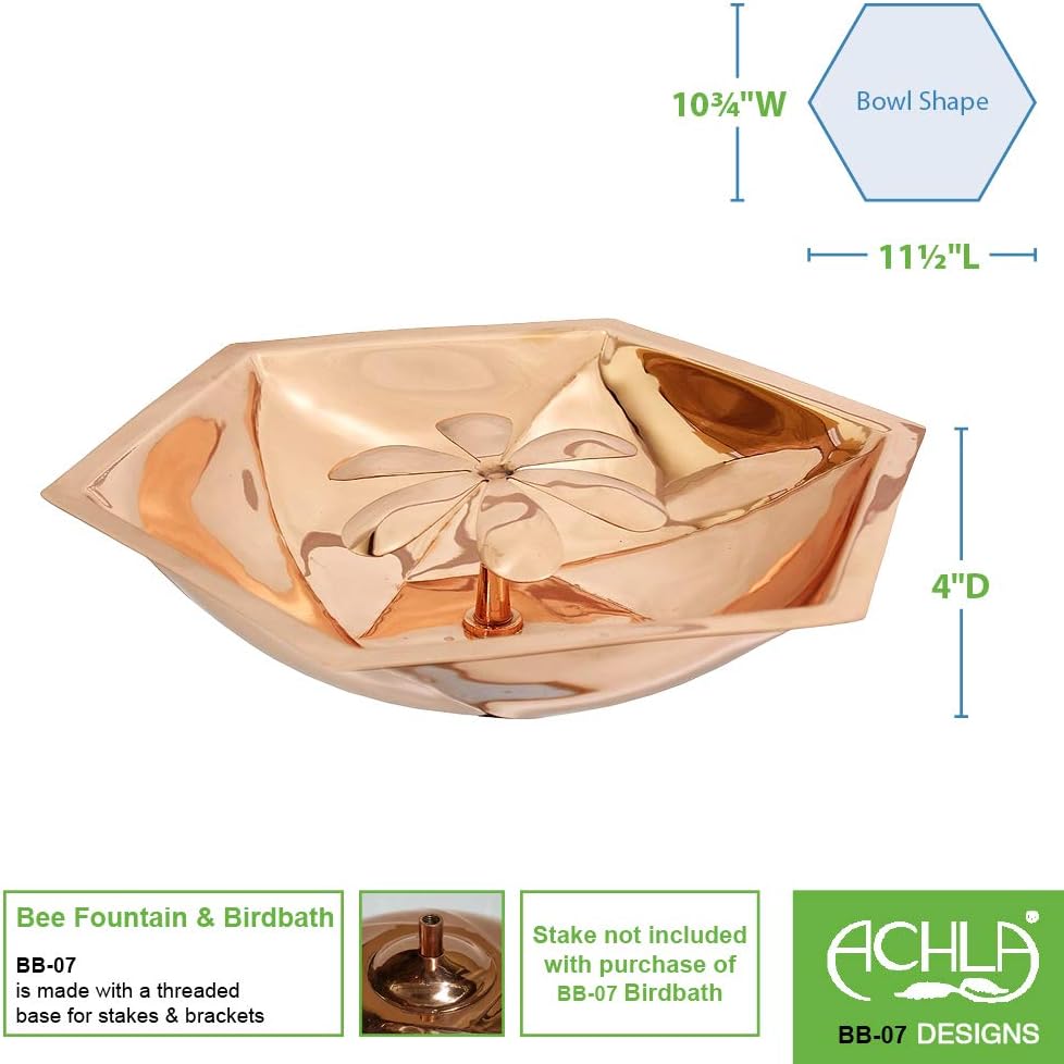 Achla Designs Copper Bee Fountain & Birdbath with Stake