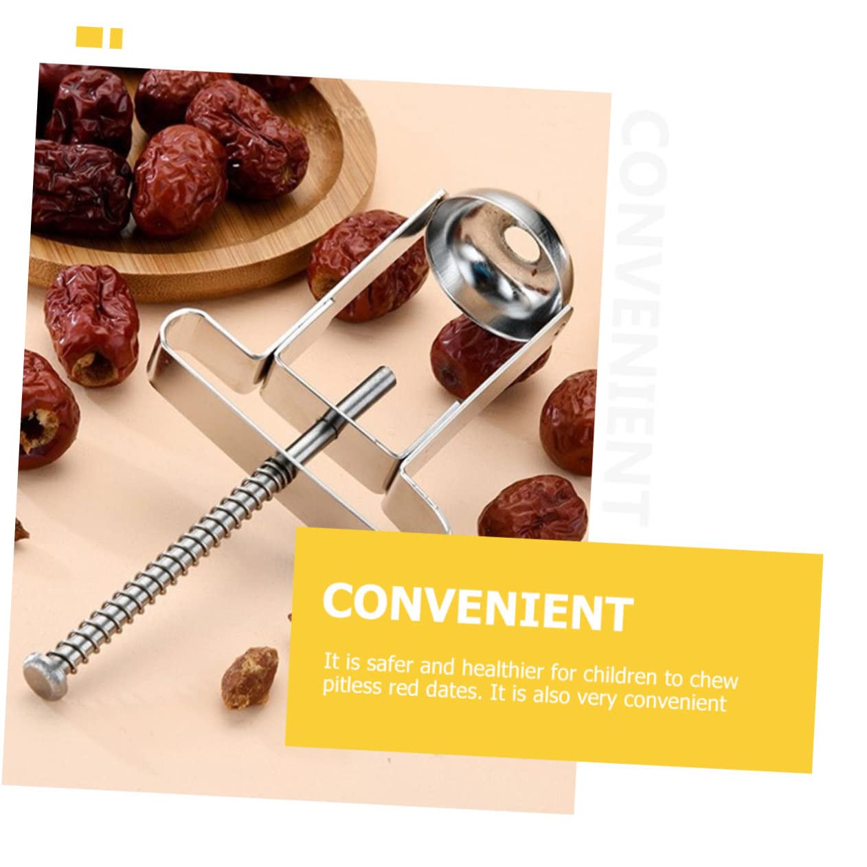 Garneck Ergonomic Cherry Pitter Tool Red Date Core Remover Metal Cherry Pitter Compact Design Essential Kitchen Accessory