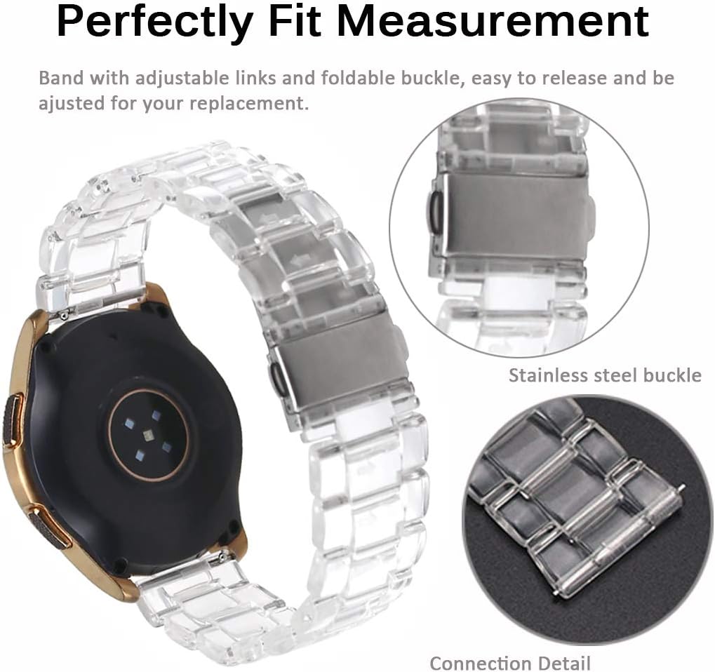 Miimall Resin Band for Samsung Galaxy Watch 7/6/5/4 40mm 44mm, 20mm Width Lightweight Classy Strap for Galaxy Watch FE 40mm, Waterproof Adjustable Galaxy Watch 6 4 Classic Resin Bands for Women Men image 3